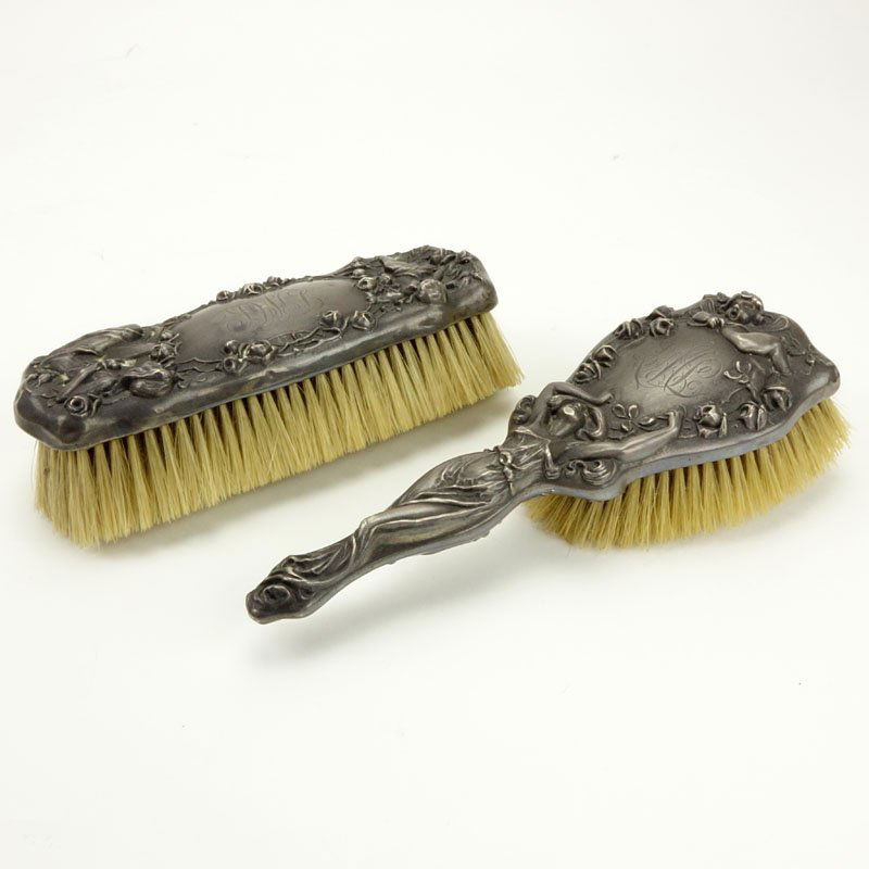 Two (2) Art Nouveau Period Sterling Silver Brushes. (1 of 5)
