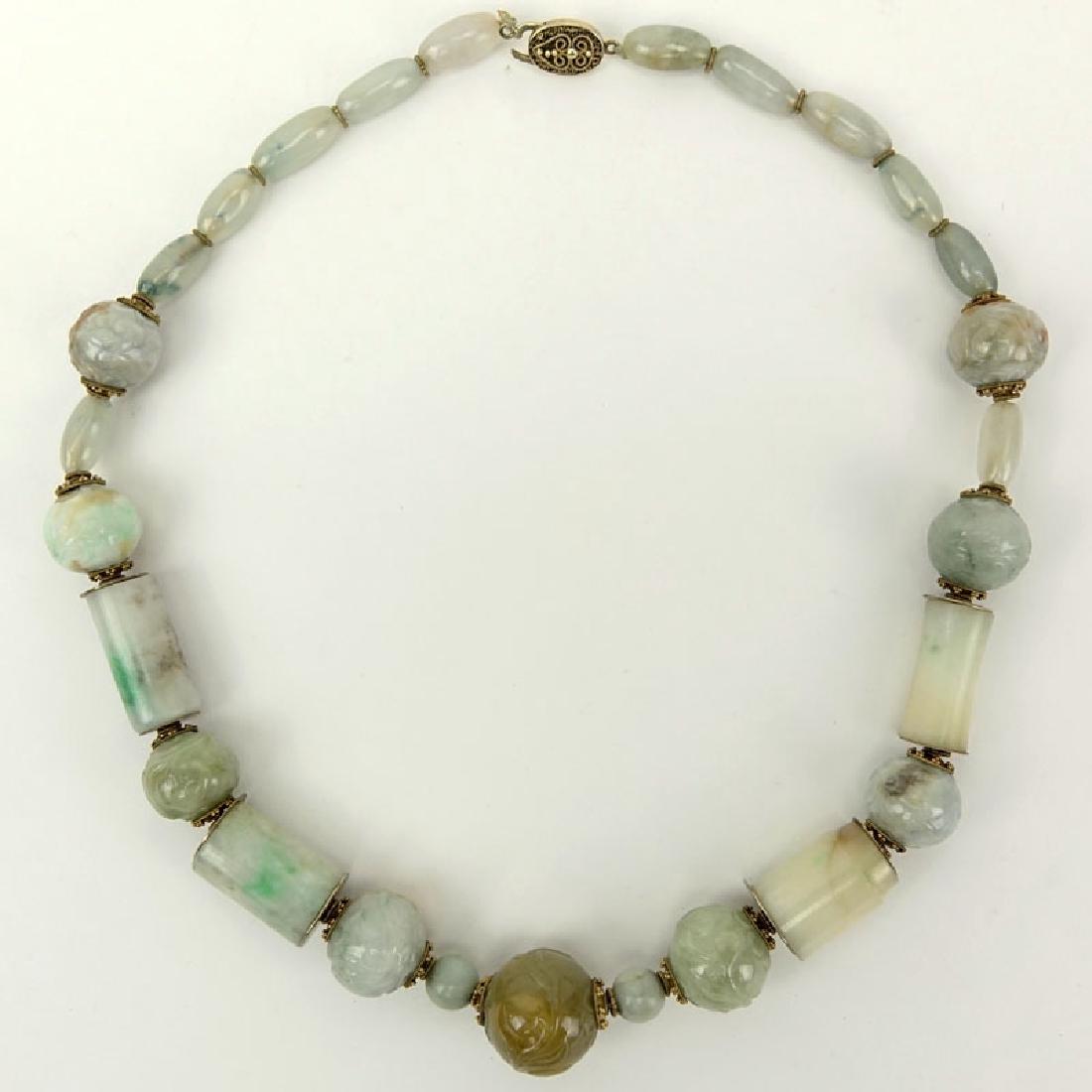 Antique Chinese Jadeite Bead Necklace. Consisting of (1 of 6)