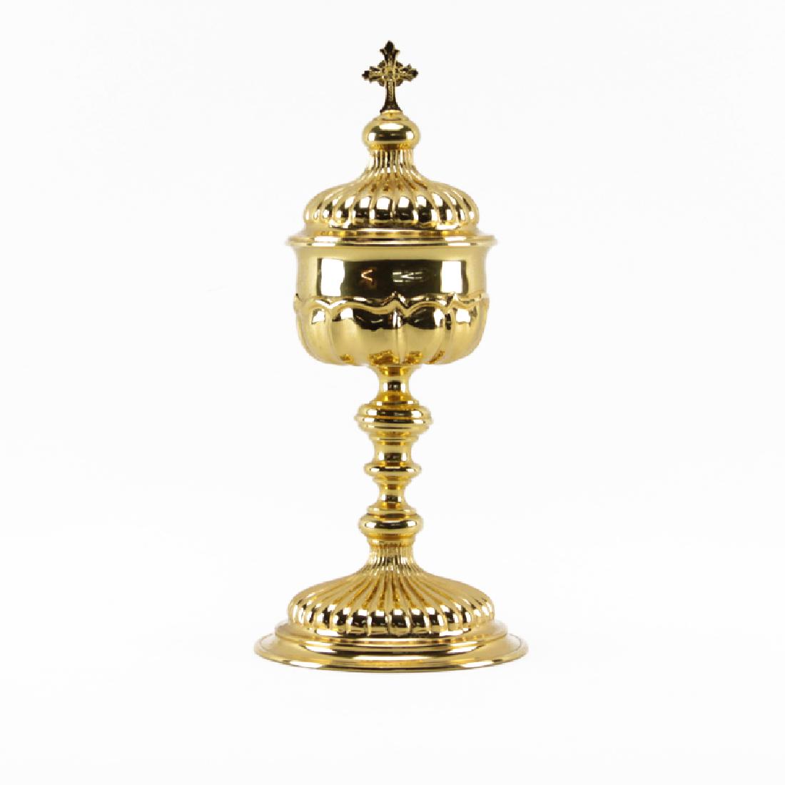 Gold Plated Religious Chalice With Lid. Signed with (1 of 3)