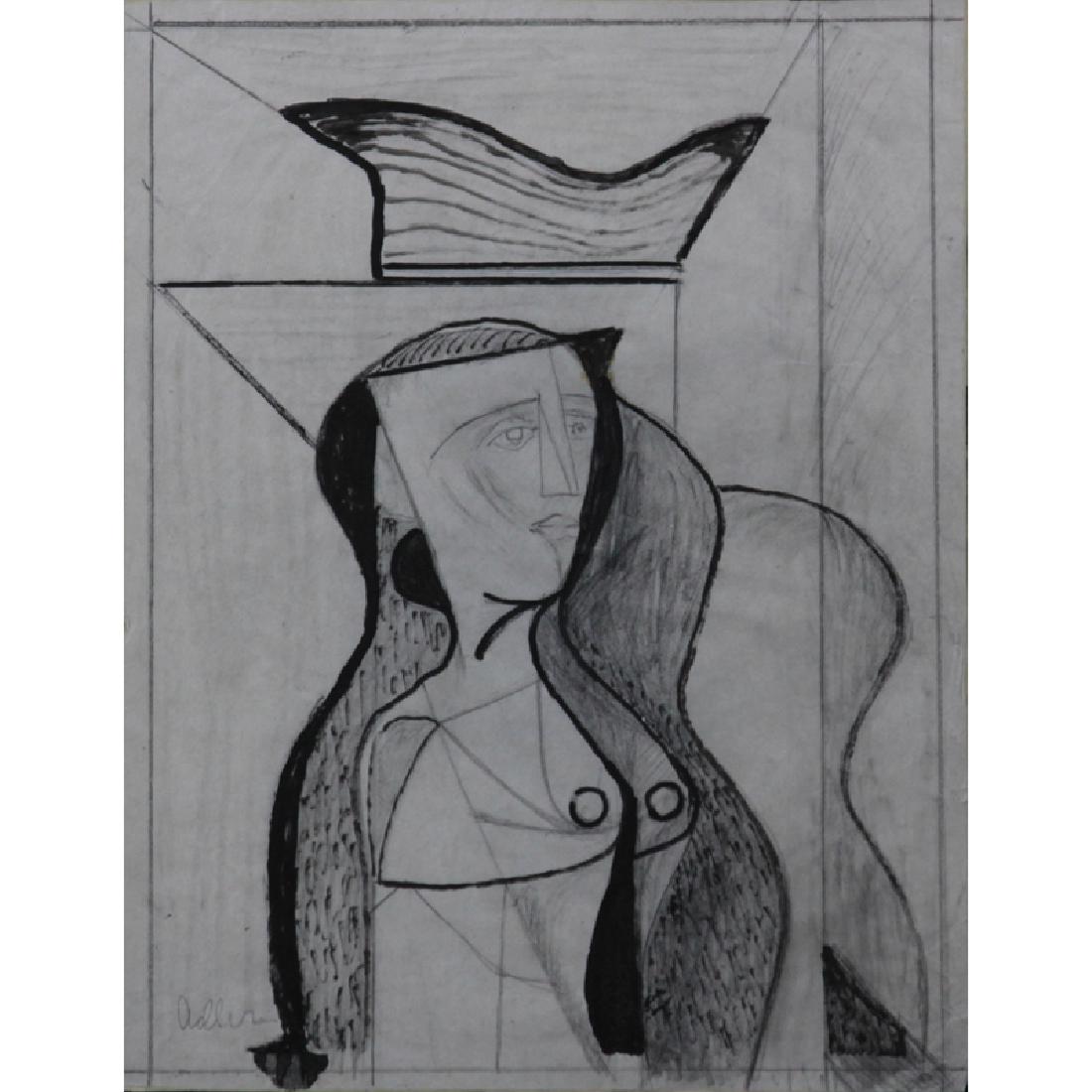 Jankel Adler, Polish (1895-1949) Pencil and watercolor: Jankel Adler, Polish (1895-1949) Pencil and watercolor on paper "Abstract Figure". Signed lower left. Good condition. Measures 11" x 8-1/2", frame measures 16-5/8" x 13-1/2". Shipping $75.00 (estimate