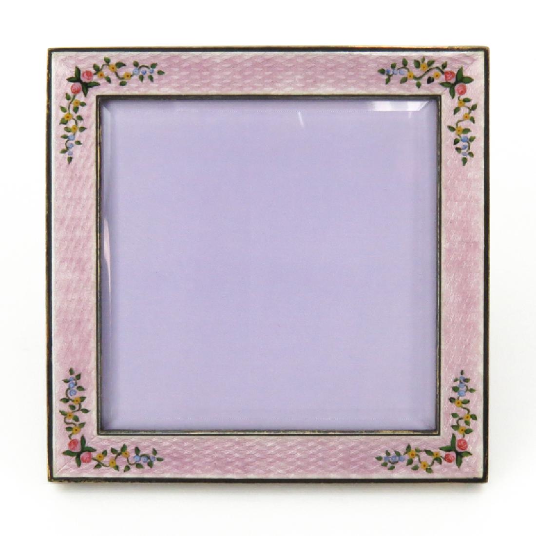 Vintage Italian Guilloche Enamel and Silver Frame.: Vintage Italian Guilloche Enamel and Silver Frame. Signed Italy 925. Light wear or in good condition. Measures 5" x 5". Shipping $38.00 (estimate $100-$200)