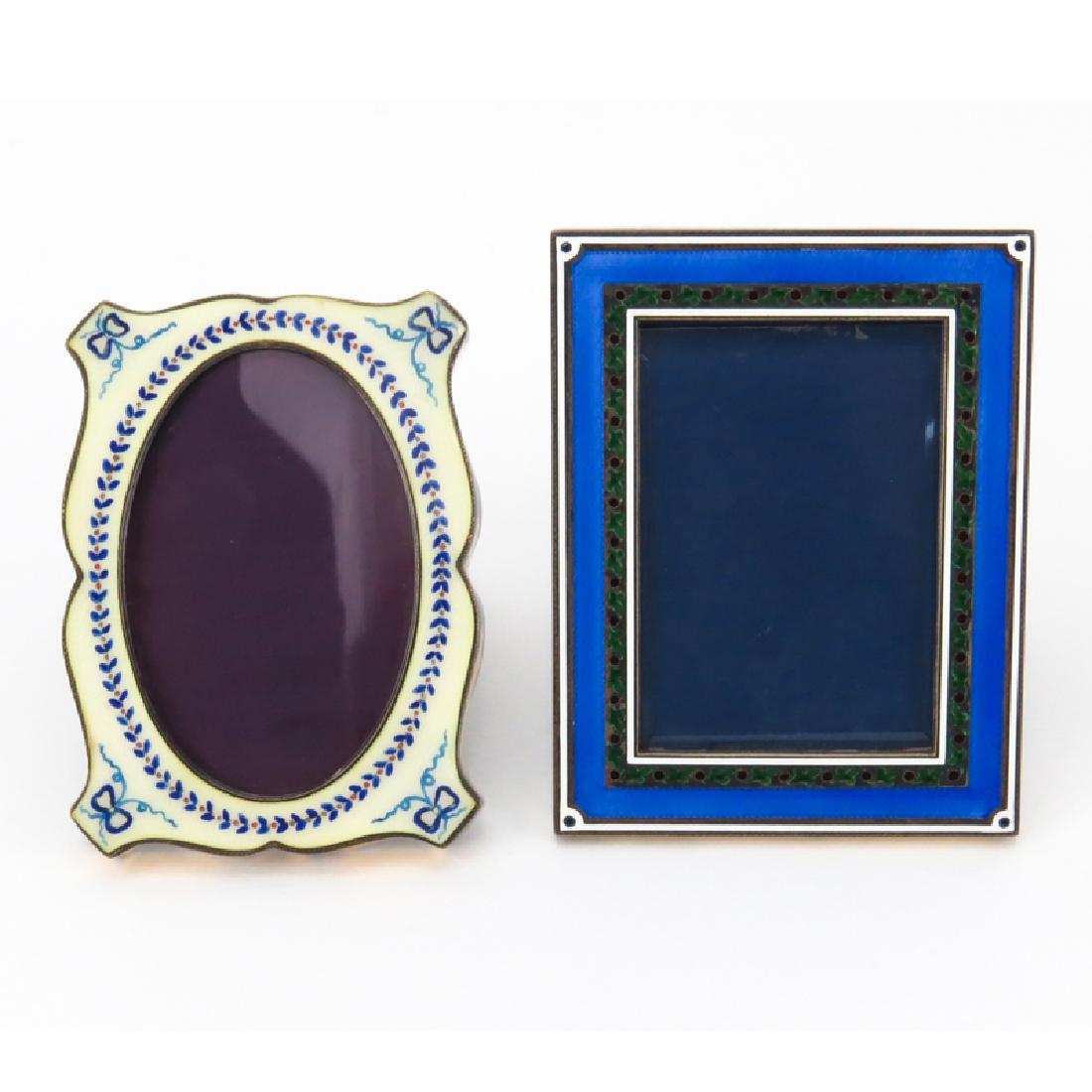 Two Vintage Italian Guilloche Enamel and Silver Frames. (1 of 3)
