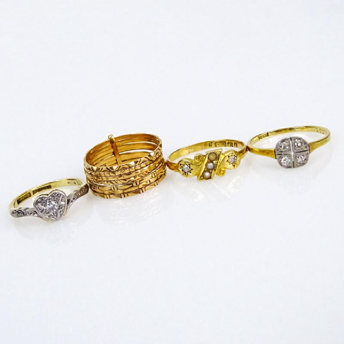 Grouping of Four (4) Art Deco 18 Karat Gold Rings. (1 of 1)