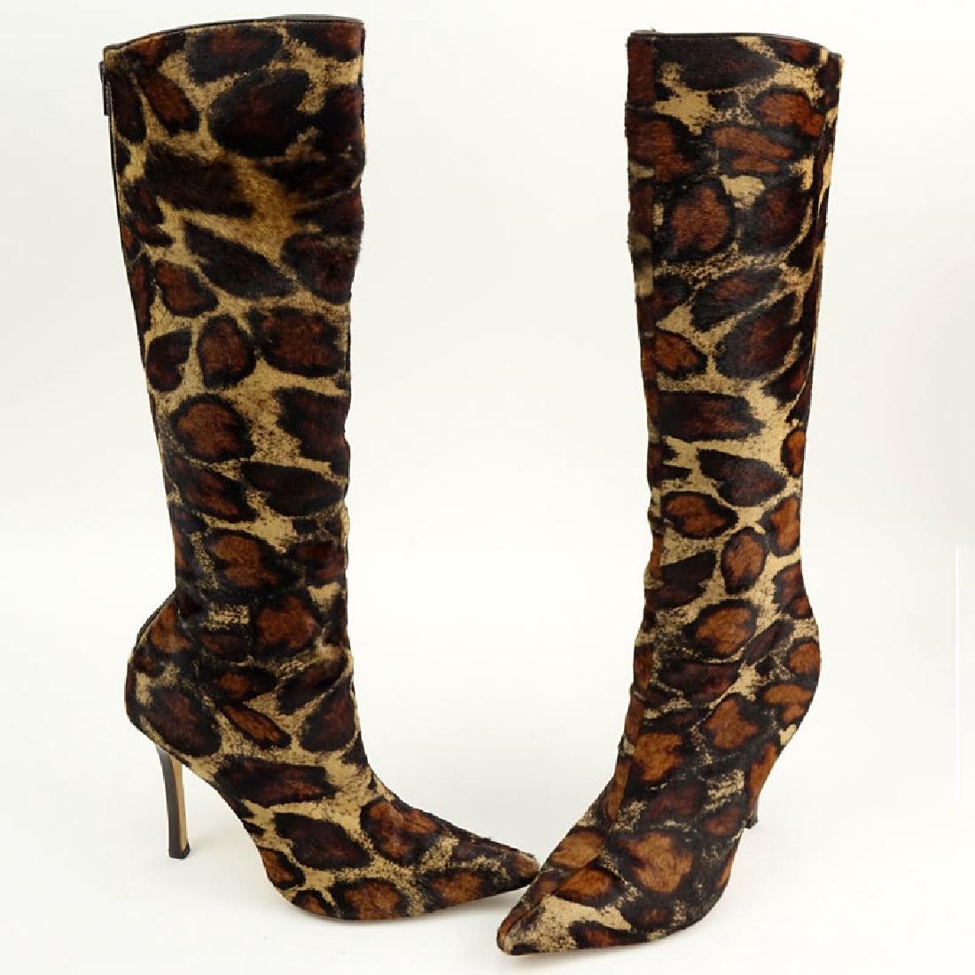 Pair Manolo Blahnik Animal Print Pony Hair Tall Boots (1 of 7)