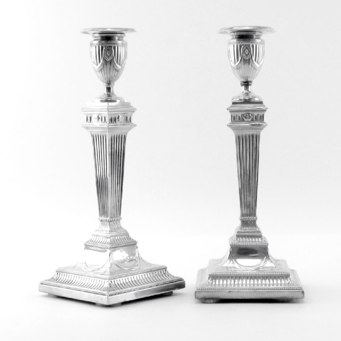Pair Antique English Silver Weighted Candlesticks. (1 of 4)