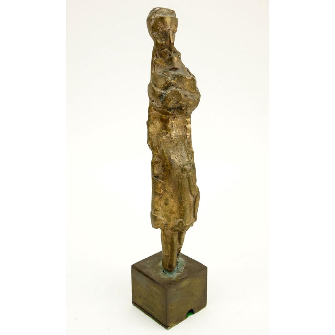 Herbert Kallem, American (1909-1994) "Untitled" Bronze: Herbert Kallem, American (1909-1994) "Untitled" Bronze Abstract Standing Figure. Depicted to be holding an object tight in arms. Signed and dated 1975 on obverse side. Good condition. Measures 10-3/4"
