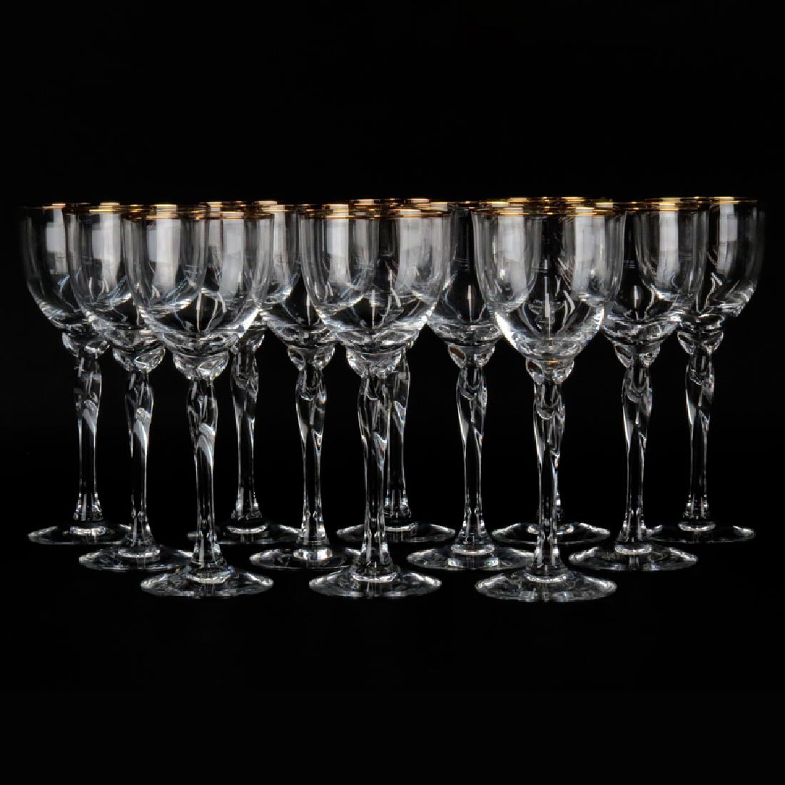 Set of Twelve (12) Lenox "Unity" Crystal Wine Glasses: Set of Twelve (12) Lenox "Unity" Crystal Wine Glasses in Fitted Box. Acid etched on underside. Nicks to base on one glass otherwise good condition. Measures 7-1/2" H. Shipping: Third party (estimate $