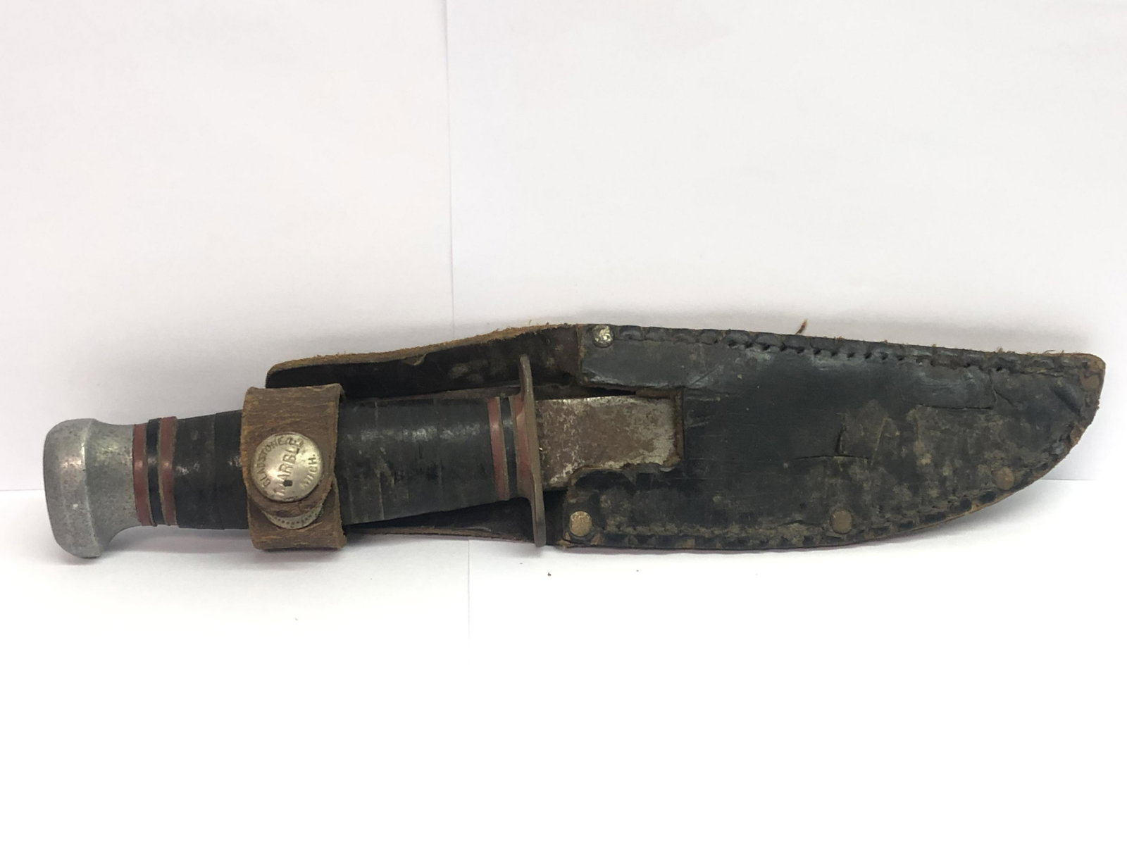 Vintage Marbles Gladstone Knife, Sheath - 4.75'' Blade,: Vintage Marbles Gladstone Knife, Sheath - 4.75'' Blade, 9'' Overall Length w/ Sheath