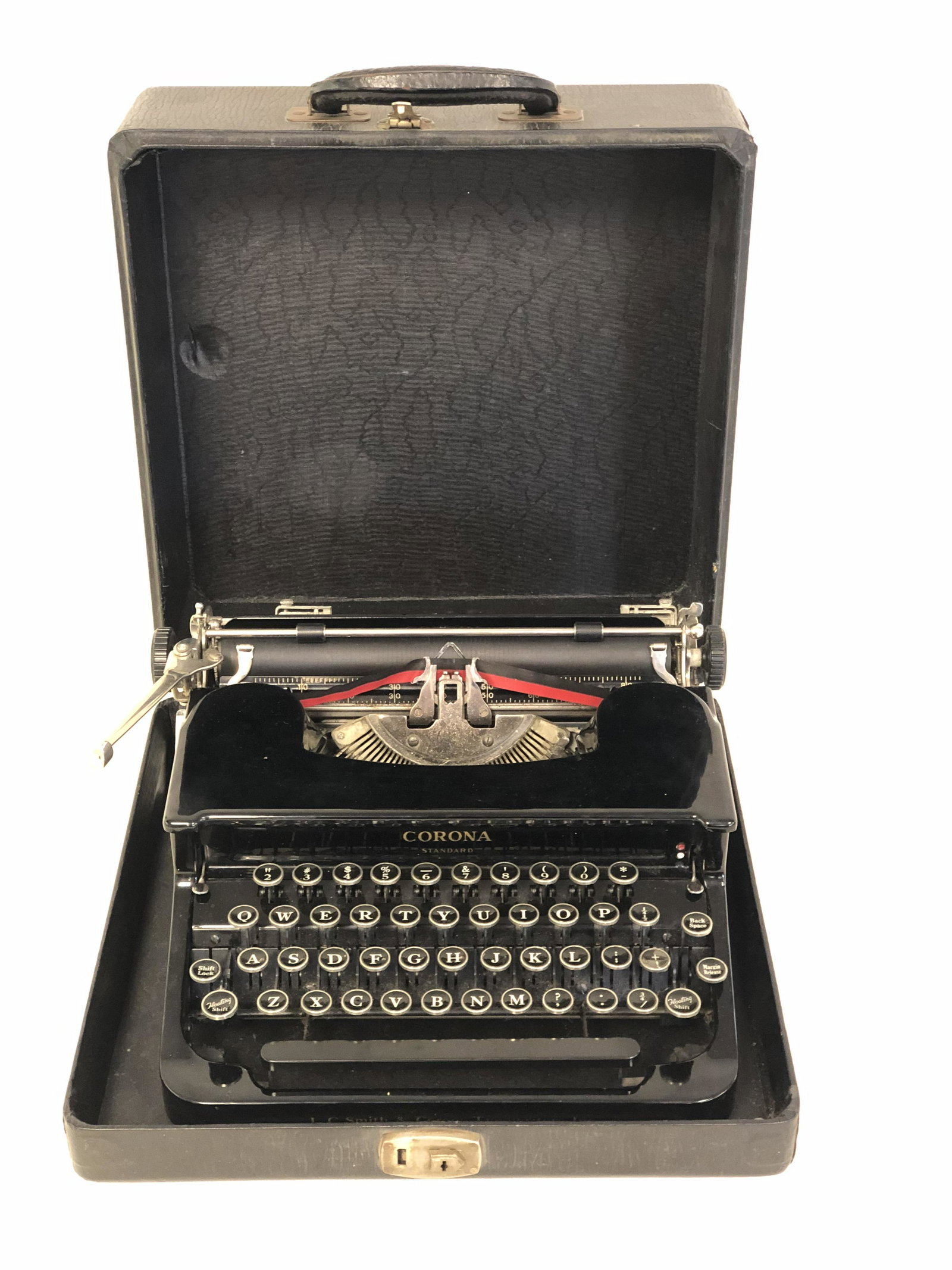 Vintage, Portable Corona Typewriter: Vintage, Portable Corona Typewriter - Flat Top w/ Case