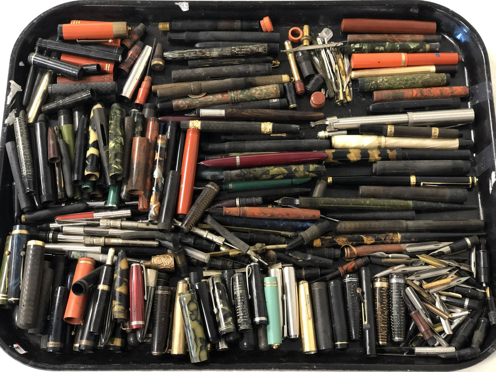 Asst Fountain Pen Parts, Bakelite, Nibs: Asst Fountain Pen Parts, Bakelite, Nibs - Asst Pen Parts, Waterman, Parker + More