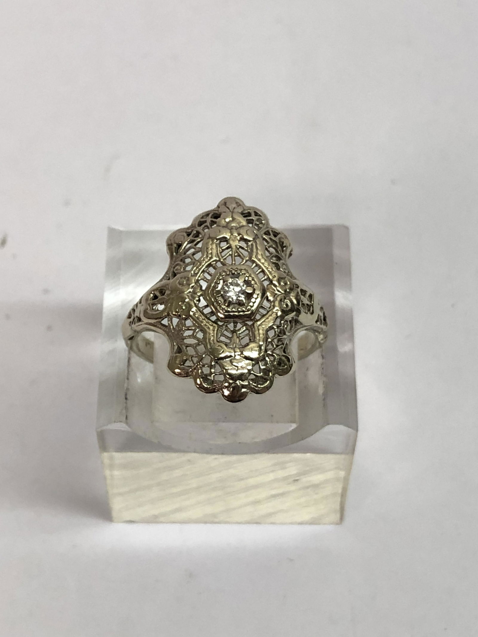 Art Deco 14K White Gold Diamond Ring (1 of 4)