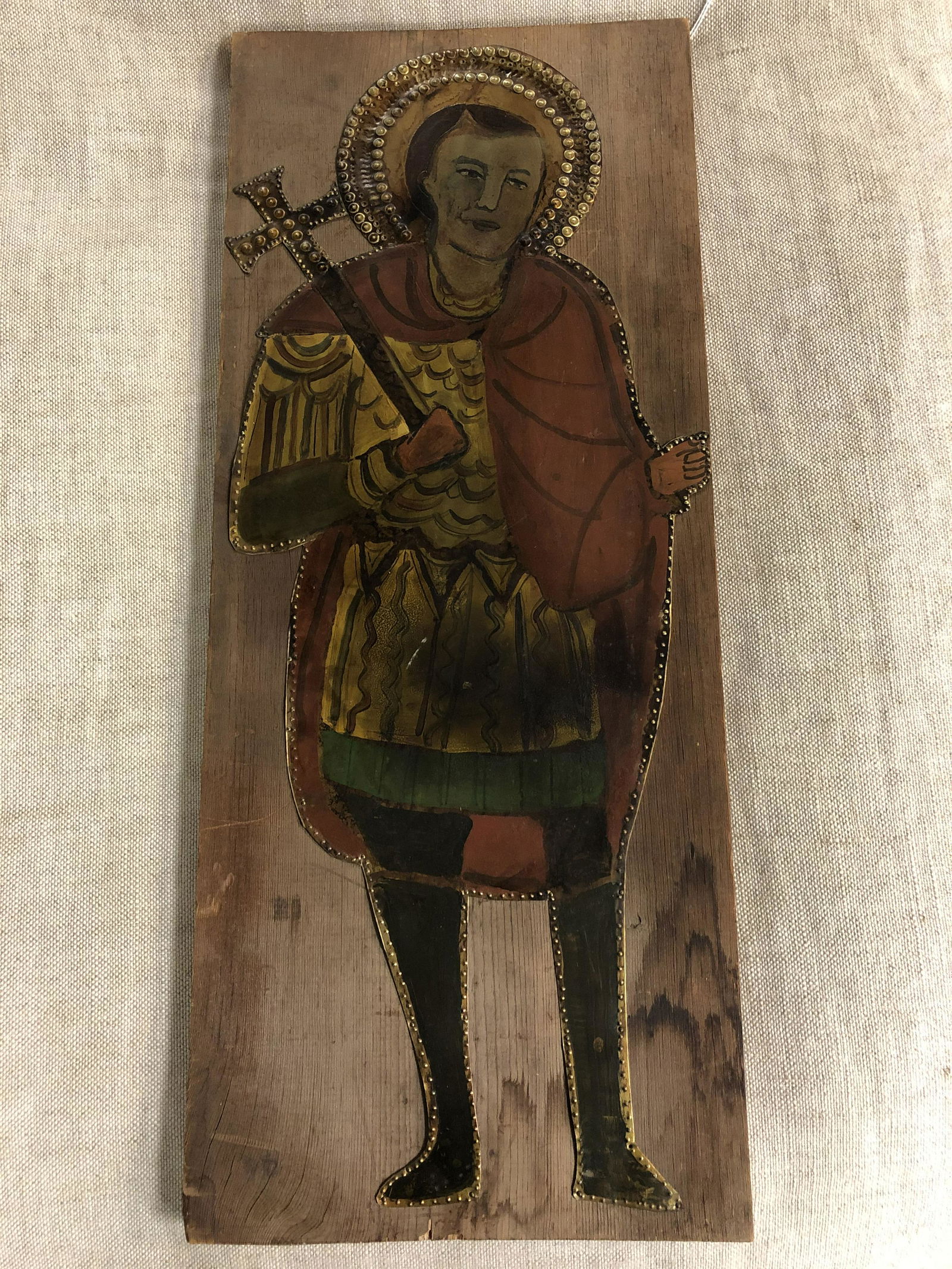 Ira Yeager' Handpainted Icon on Wood: 'Ira Yeager' Handpainted Icon on Wood - 11.5'' x 28'' , Signed on Back