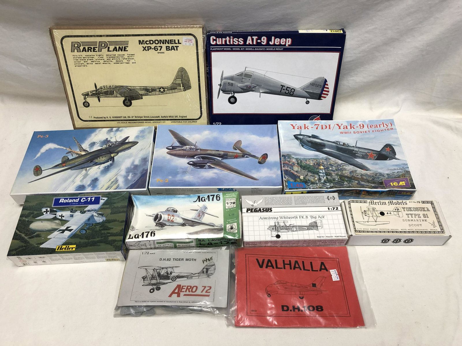 11 Asst Model Airplane Kits - New Old Stock, Heller,: 11 Asst Model Airplane Kits - New Old Stock, Heller, Rare Plane + More