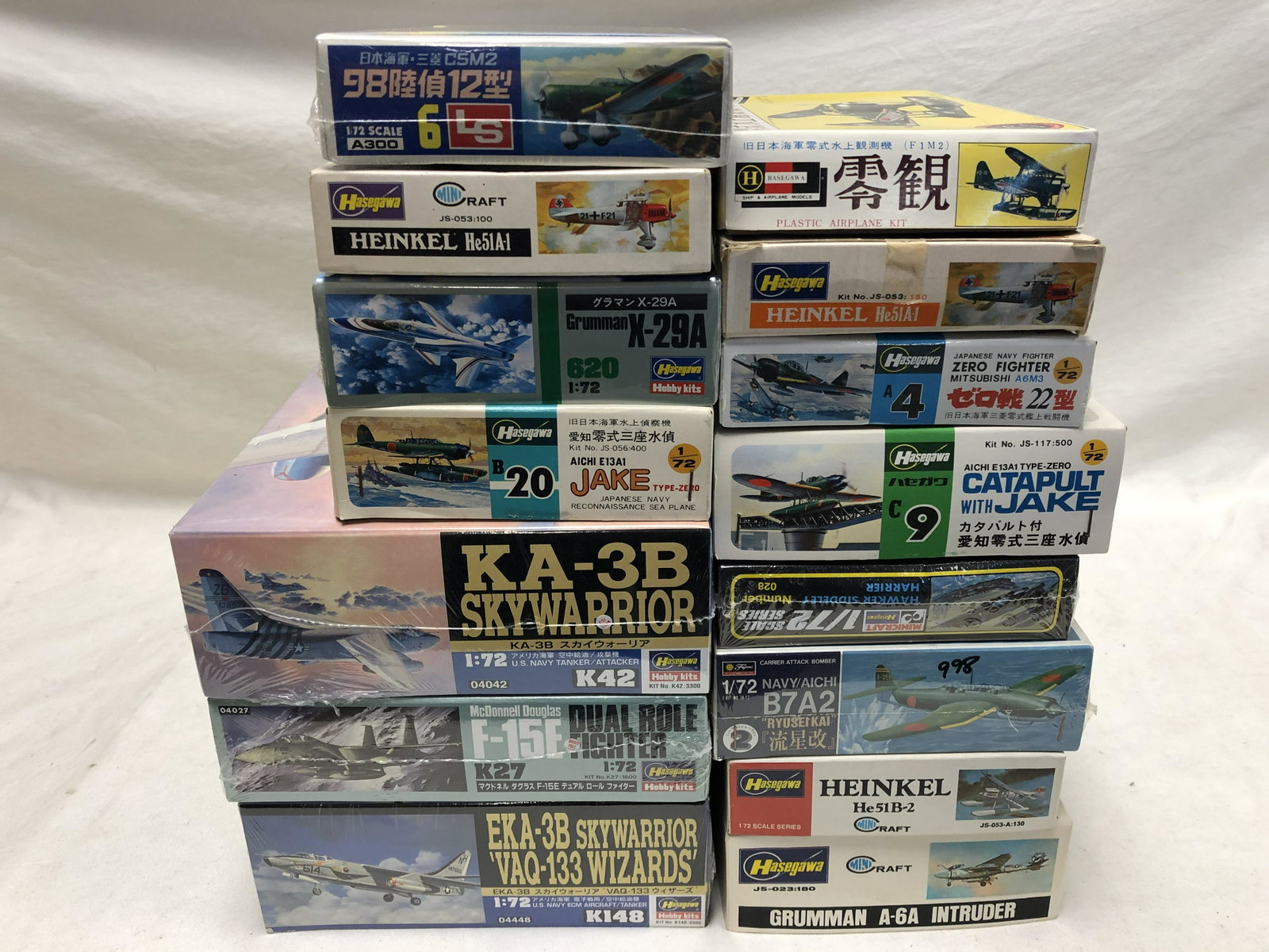 (15)Asst Vintage Model Airplane Kits - 1:72 Scale,: (15)Asst Vintage Model Airplane Kits - 1:72 Scale, Hasegawa, Fujimi, LS
