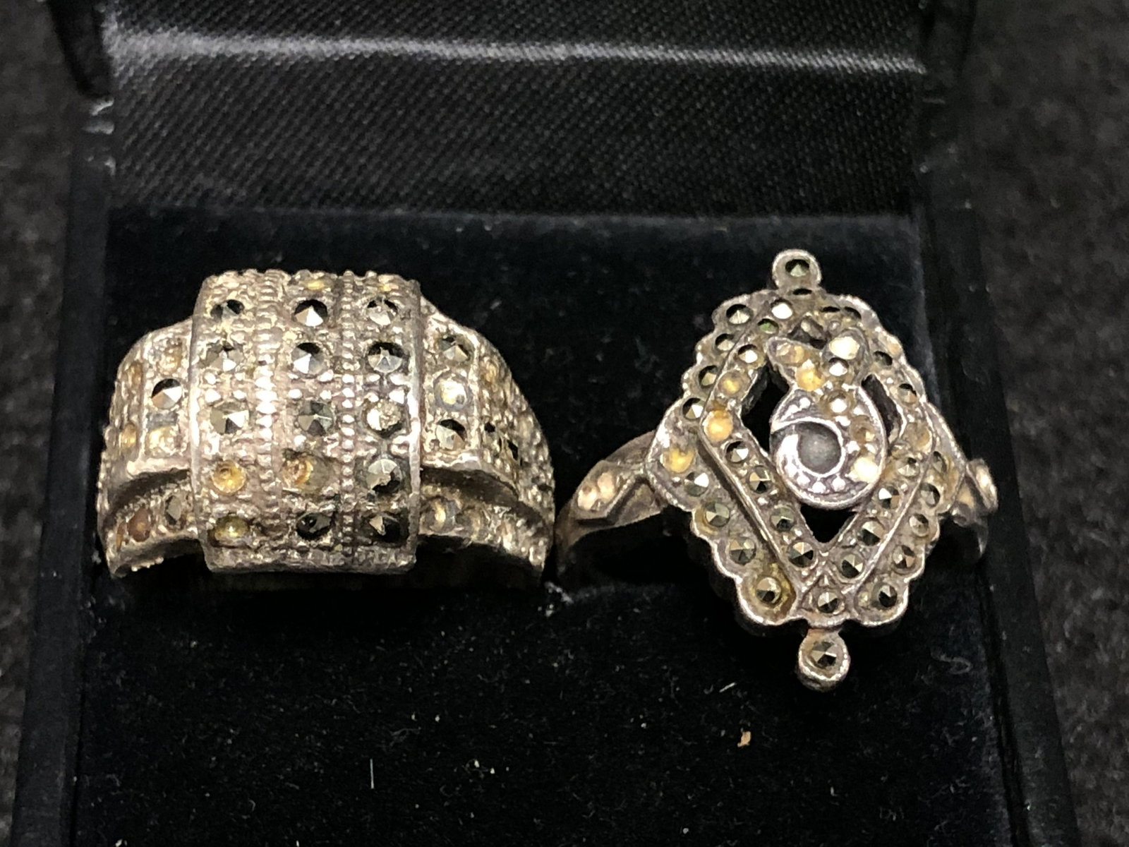2 Vtg Sterling Silver Marcasite Rings - Sz 7, Total Wgt: 2 Vtg Sterling Silver Marcasite Rings - Sz 7, Total Wgt 13.3g