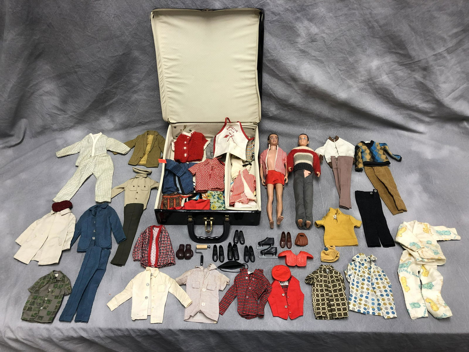 (2)1960s Ken Dolls, Clothes, 1961 Case: (2)1960s Ken Dolls, Clothes, 1961 Case - Asst Shoes / Accessories, Outfits