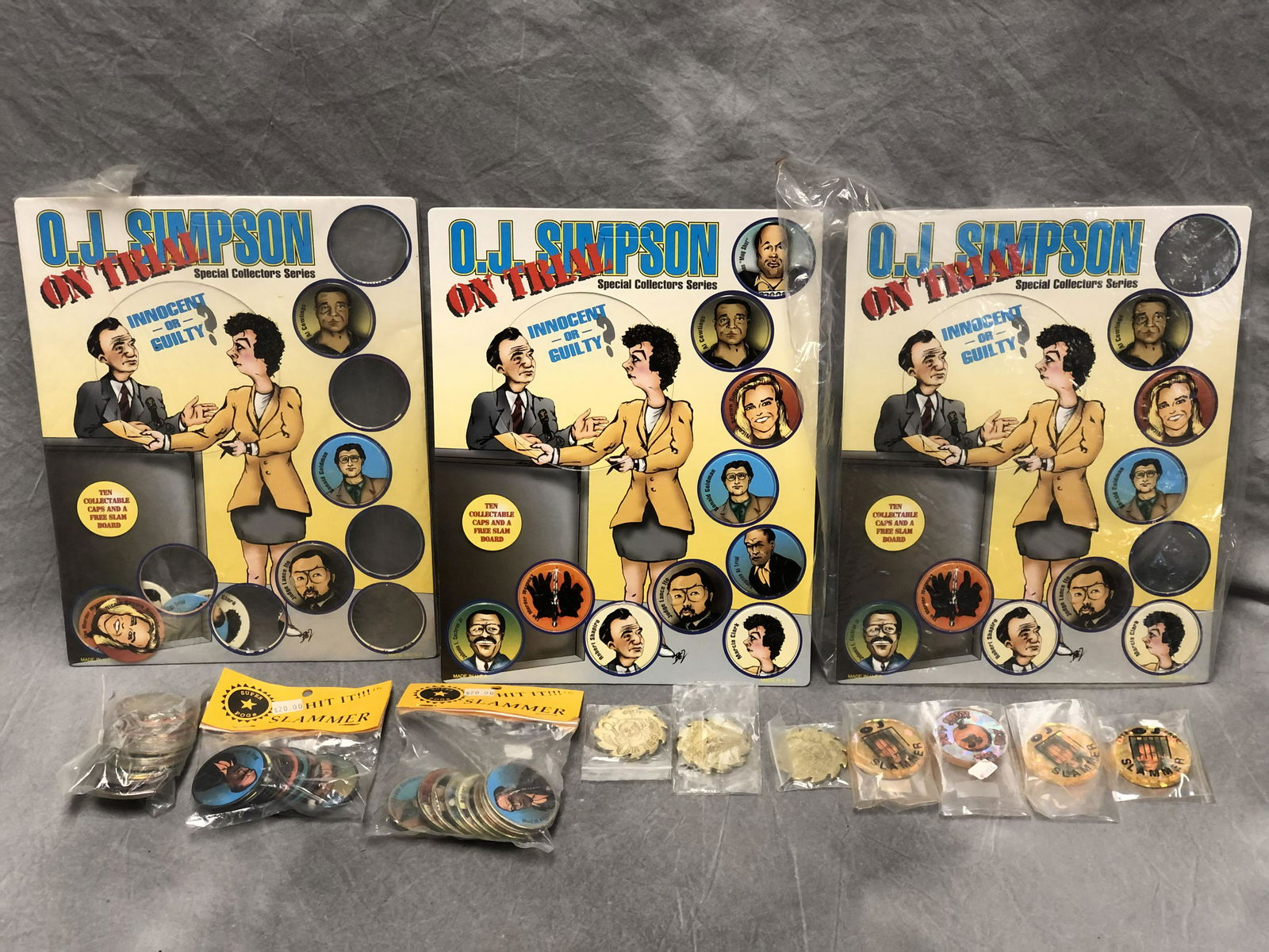 OJ Simpson on Trial Pogs - Complete, Metal Slammers: OJ Simpson on Trial Pogs - Complete, Metal Slammers, Saw Blade Slammers, Hard Plastic Slammers & More