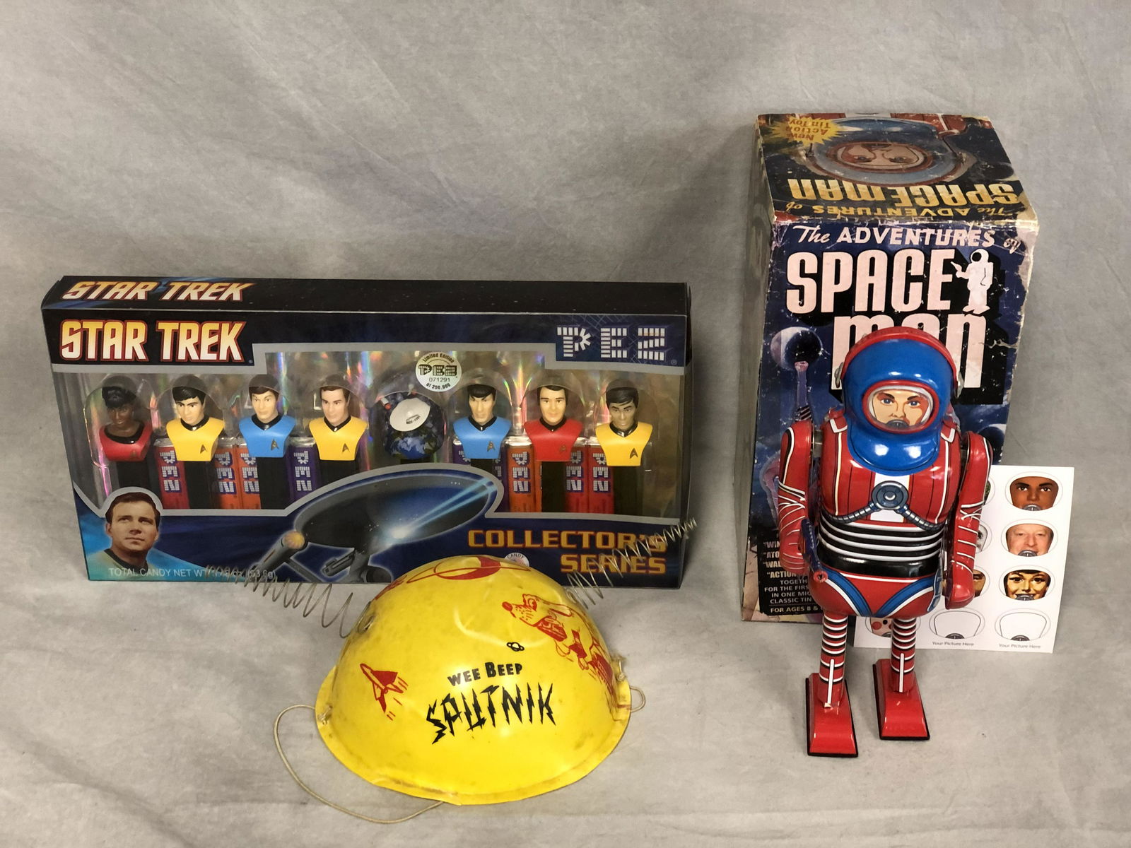Tin Space Man, Sputnik Hat, StarTrek Pez (1 of 9)