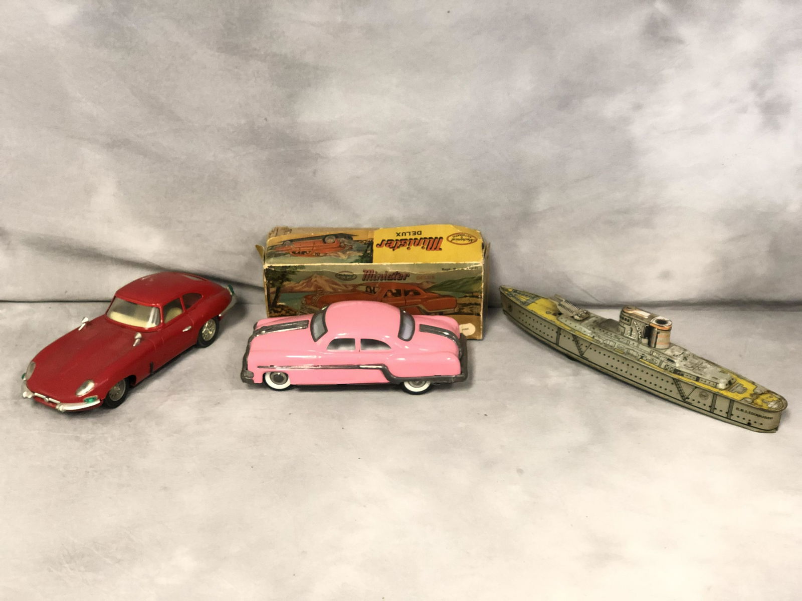 Minister Deluxe Friction Car, Battleship - Tin H.M.S. (1 of 10)