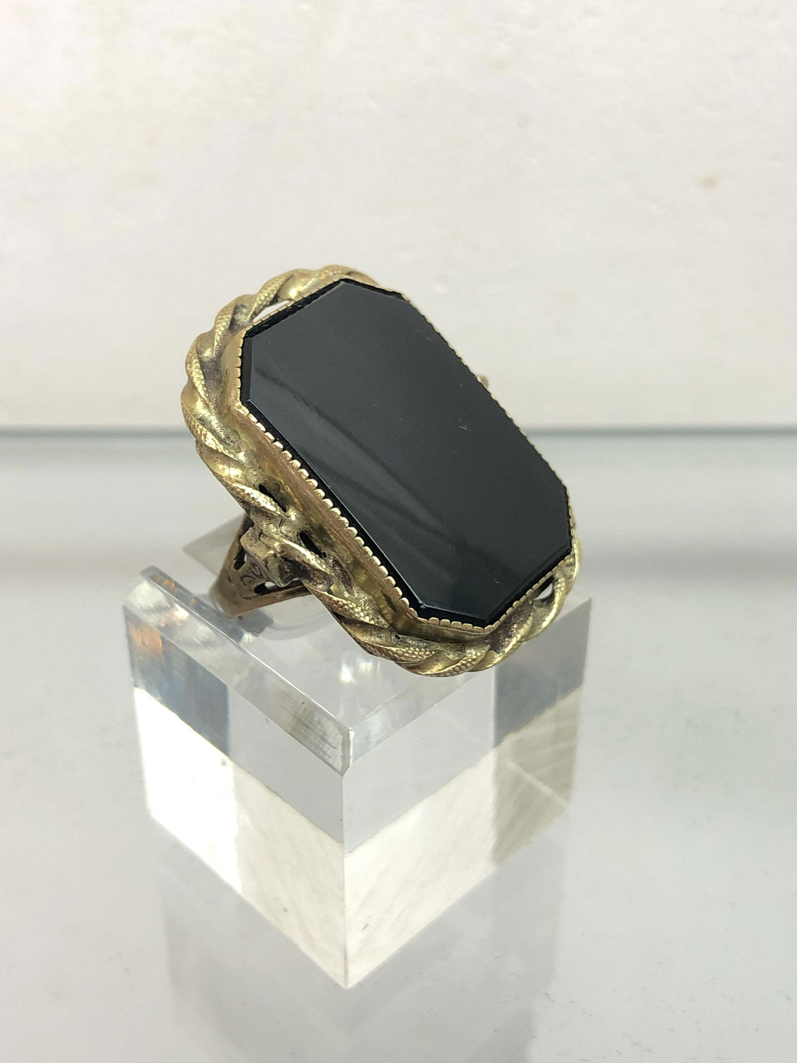 Victorian Onyx Mourning Ring - Adjustable Band for (1 of 3)