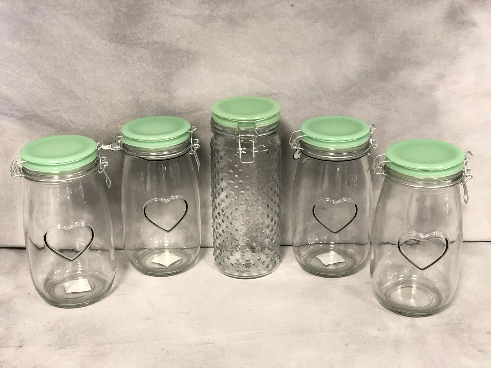 (5)New Amici Glass Canister Jars - Jade Glass Colored (1 of 3)