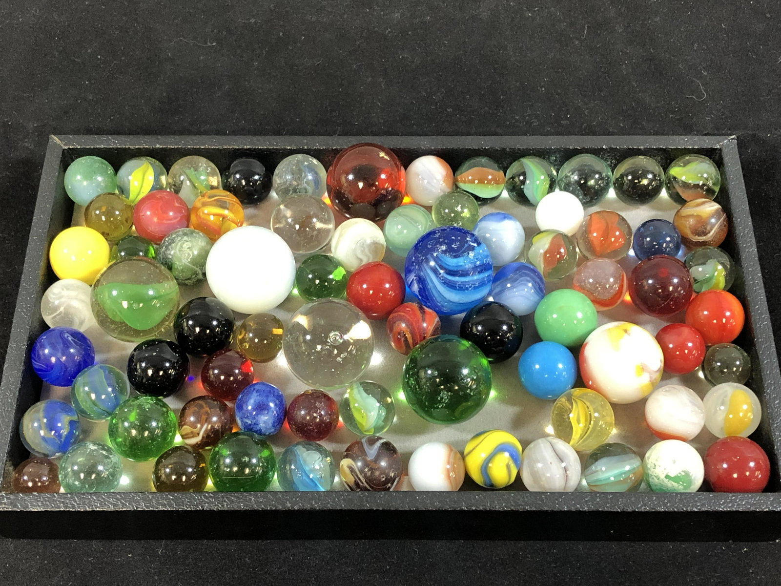 (70+) Asst Vintage Marbles - Various Sizes / Types,: (70+) Asst Vintage Marbles - Various Sizes / Types, Some Shooters Chipped -Inspect-