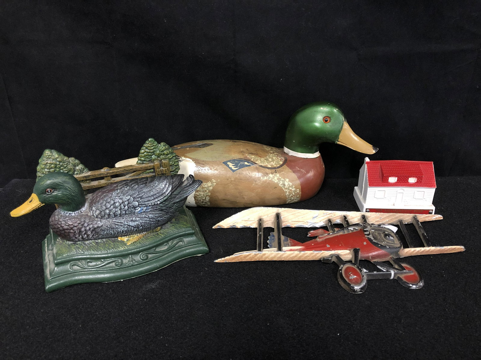 Wood Duck Decoy,Metal Plane Decor & More - Cast Metal: Wood Duck Decoy,Metal Plane Decor & More - Cast Metal Duck Door Stop, Wright Studios Duck Treasury House Bank, Homco USA Airplane Decor, Decoy