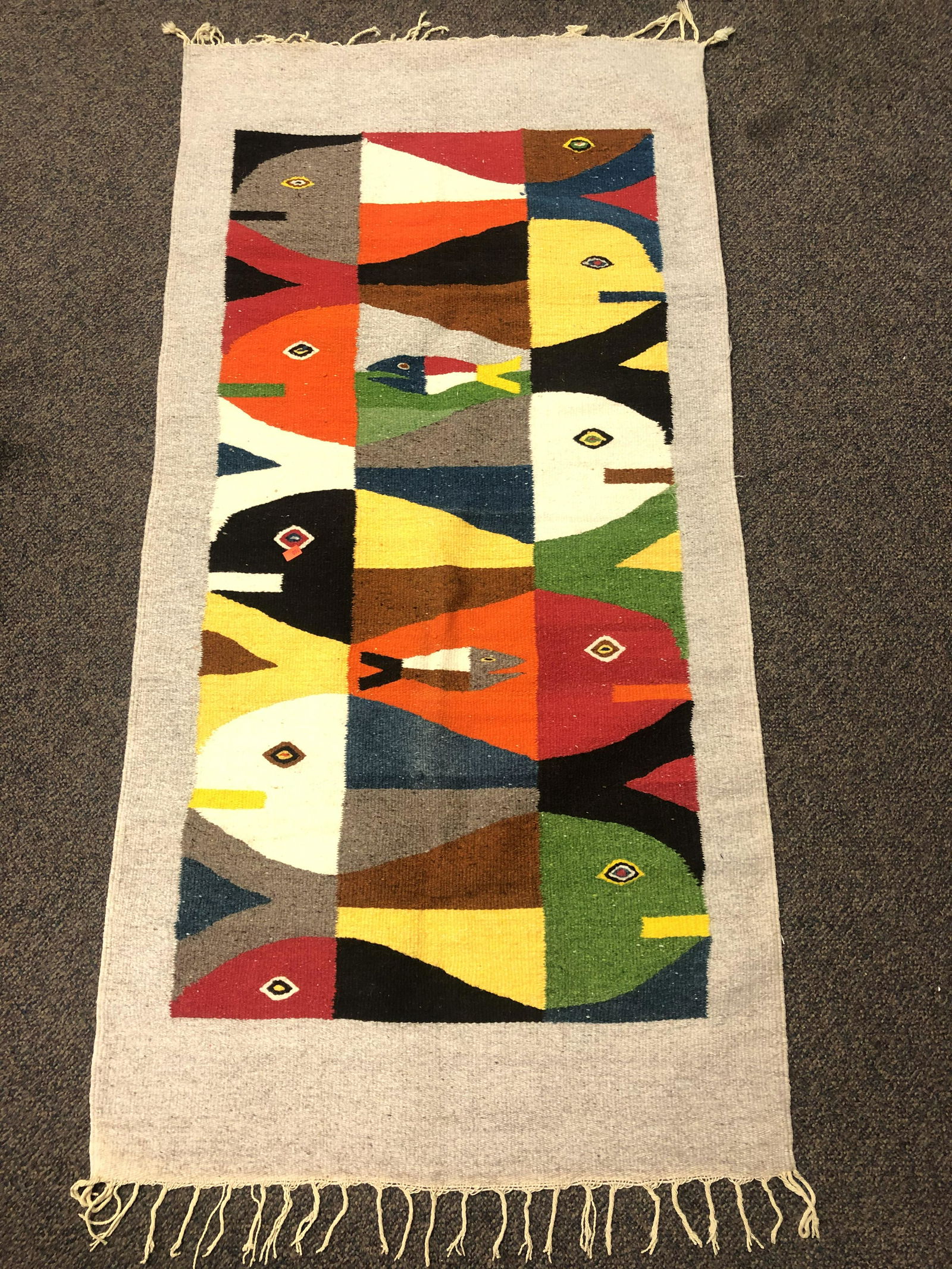 Handwoven Mexican Fish Tapestry - Bright Colors, 5' x (1 of 3)