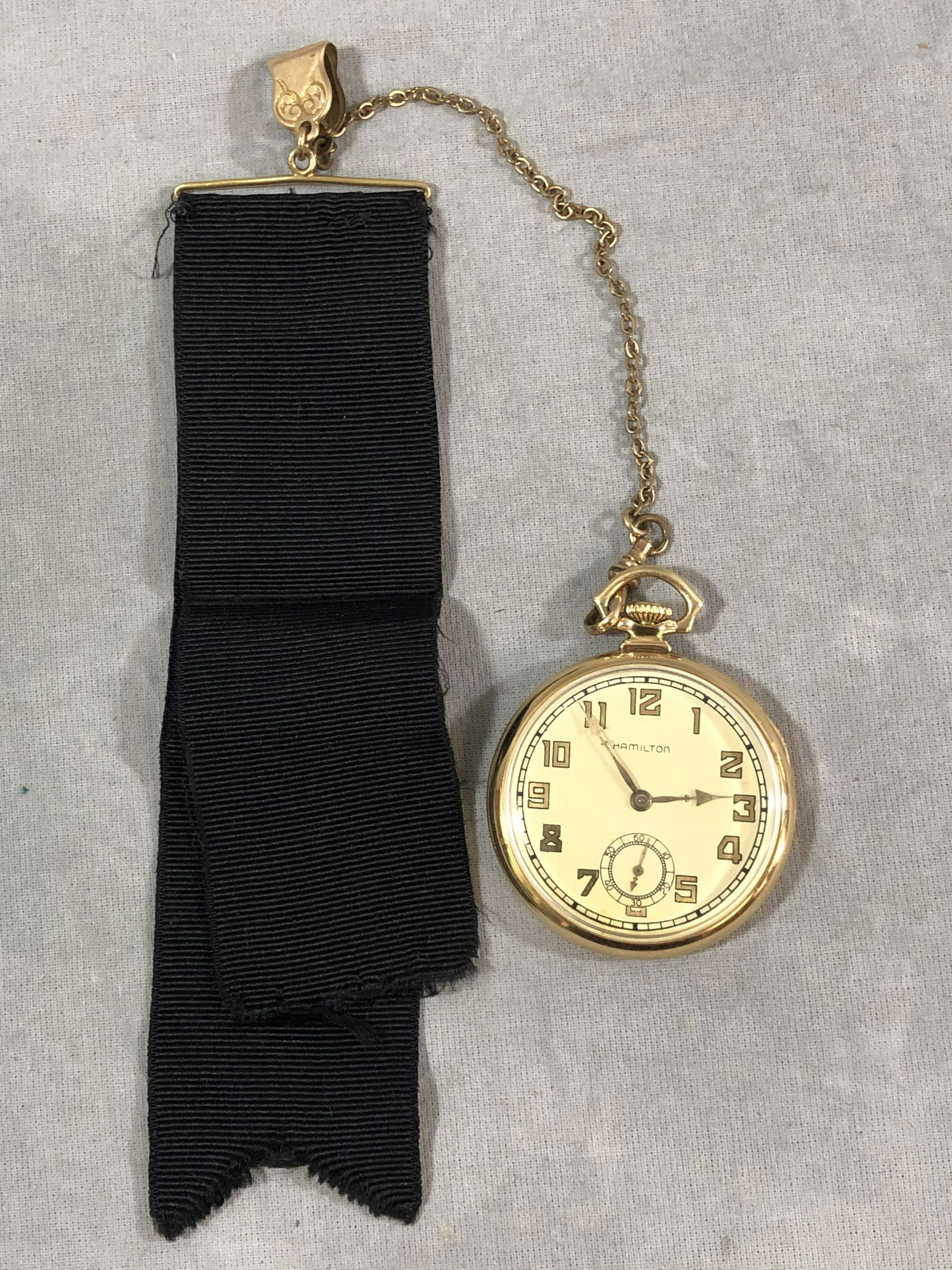 14K Gold Hamilton Pocket Watch w/ Fob - 14K Solid Gold (1 of 8)
