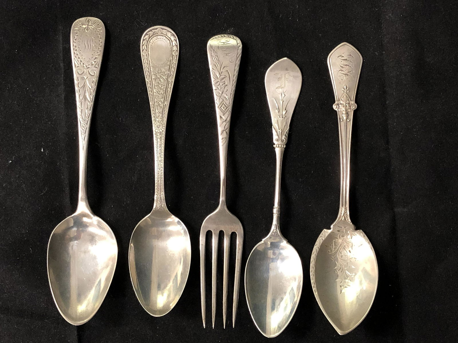 Art Nouvea Sterling Spoons & Fork (1 of 9)