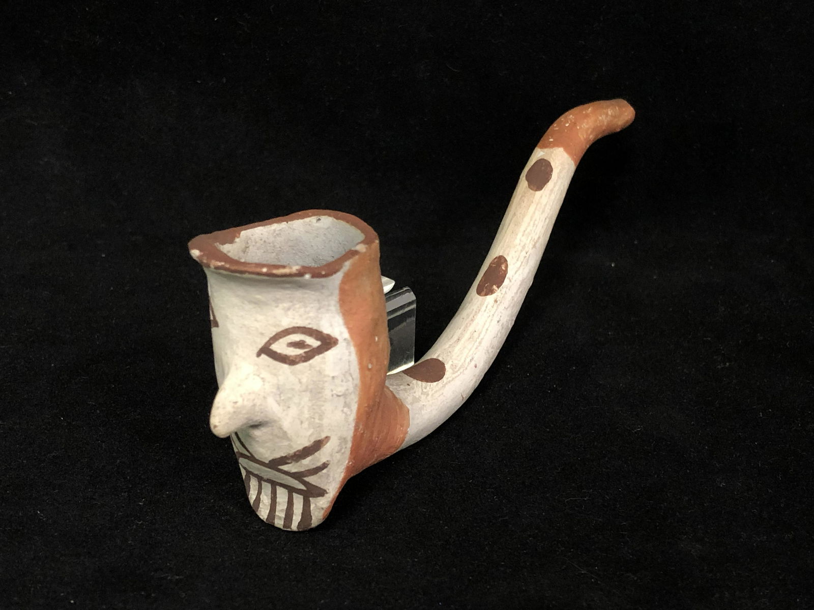 Old Acoma Native American Figural Clay Pipe (1 of 4)