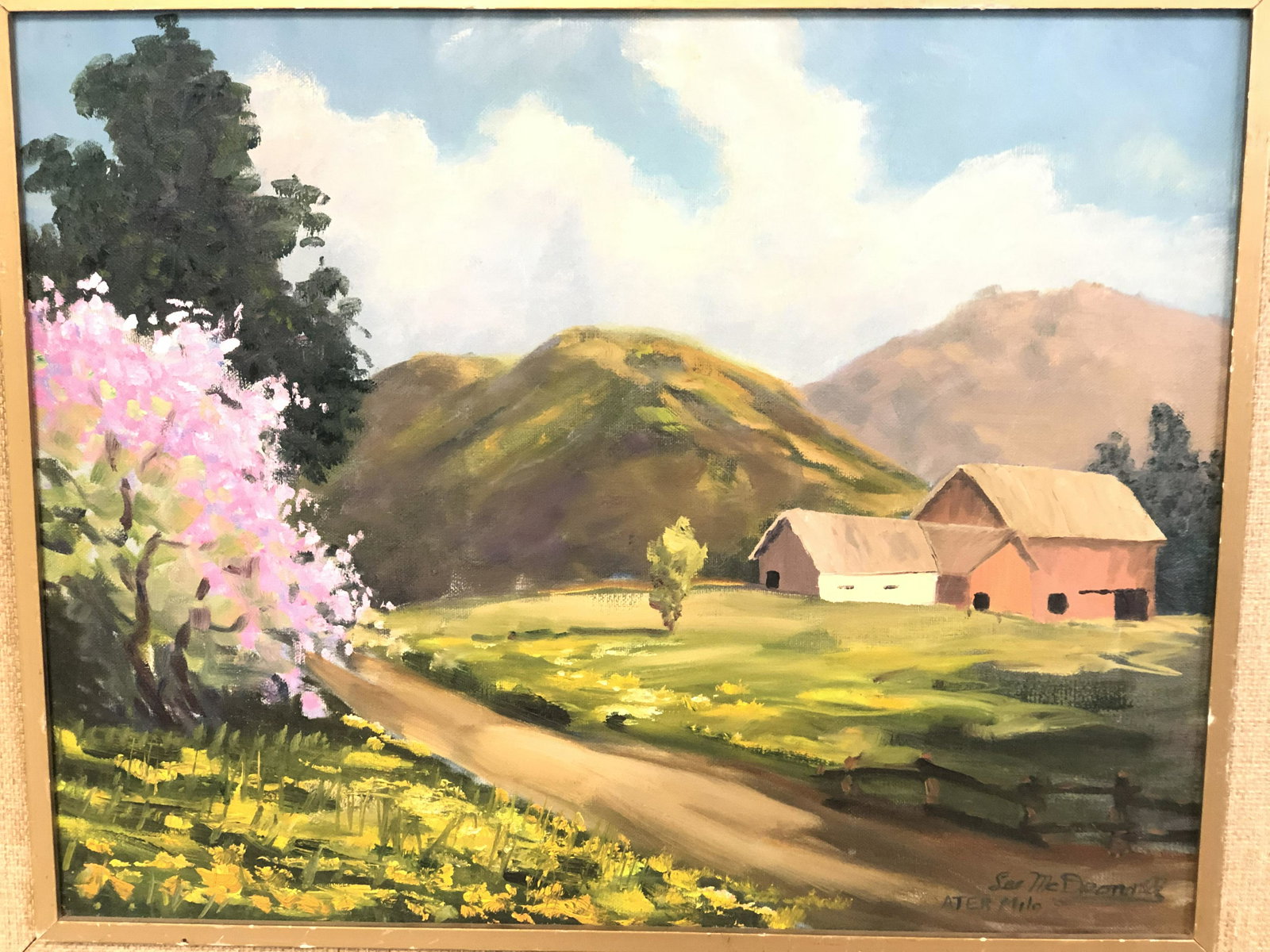 Signed, Plein Aire Oil of Barn in Hills - 20'' x 16'' (1 of 5)