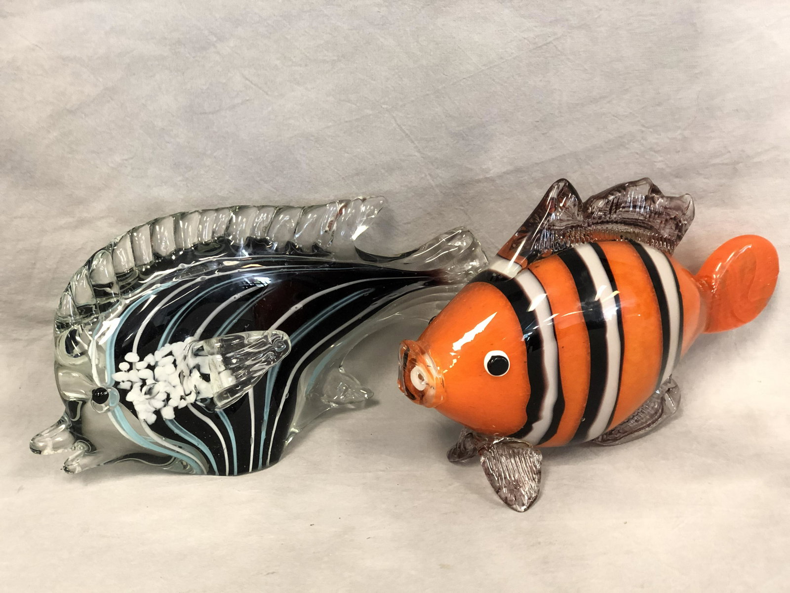 (2)Murano Art Glass Fish Statues - Orange Tiger Fish (1 of 6)