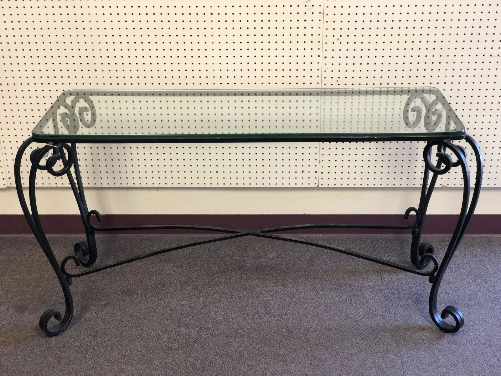 Iron Hall Table w/ Glass Top - (Pick Up Only) (1 of 3)