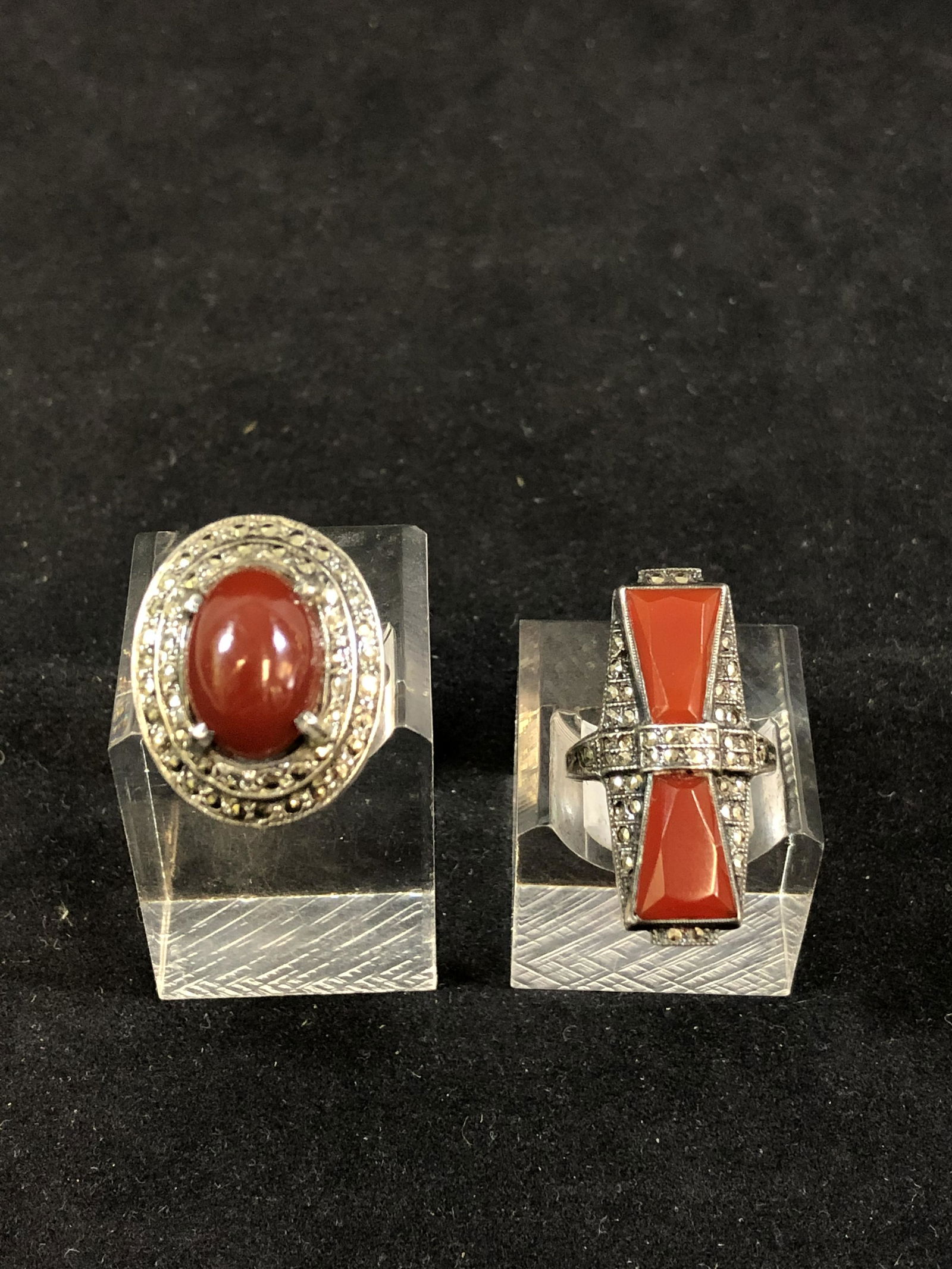 (2)Art Deco Carnelian Sterling Rings (1 of 5)