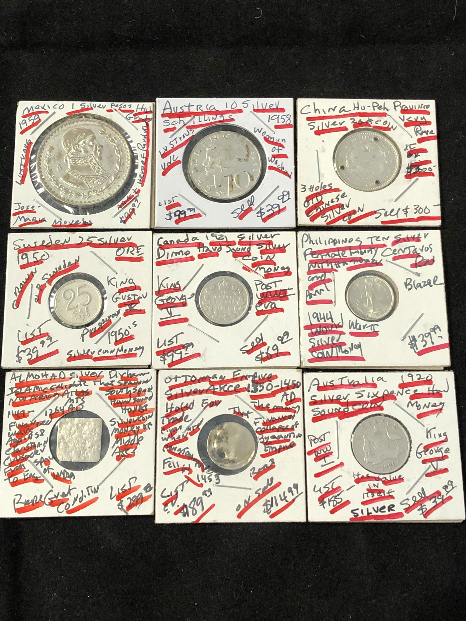 (9)Asst Antique / Vtg Silver Coins - Various Purities, (1 of 10)