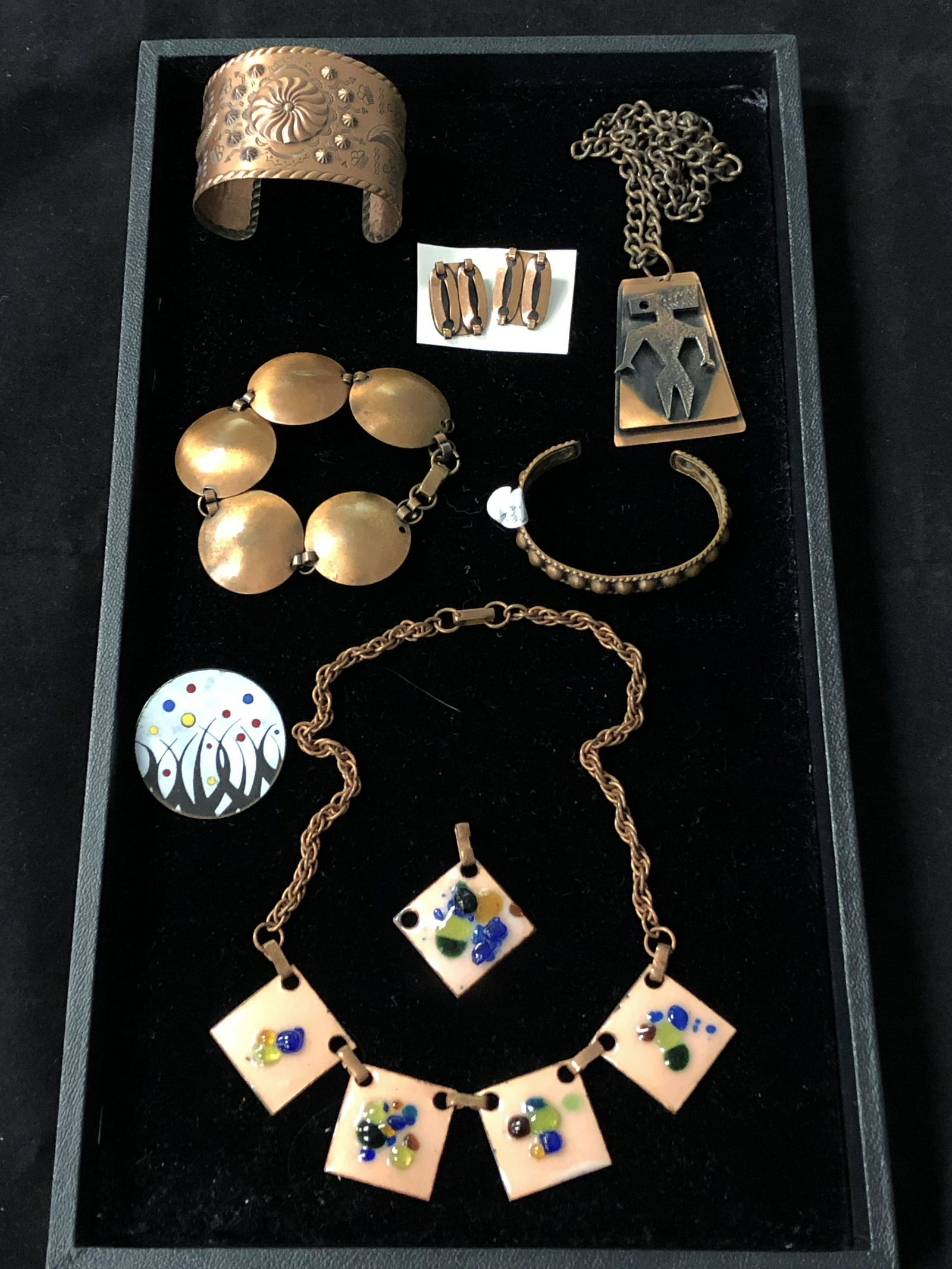 Asst Copper / Enameled Jewelry - Bracelets, Earrings, (1 of 8)
