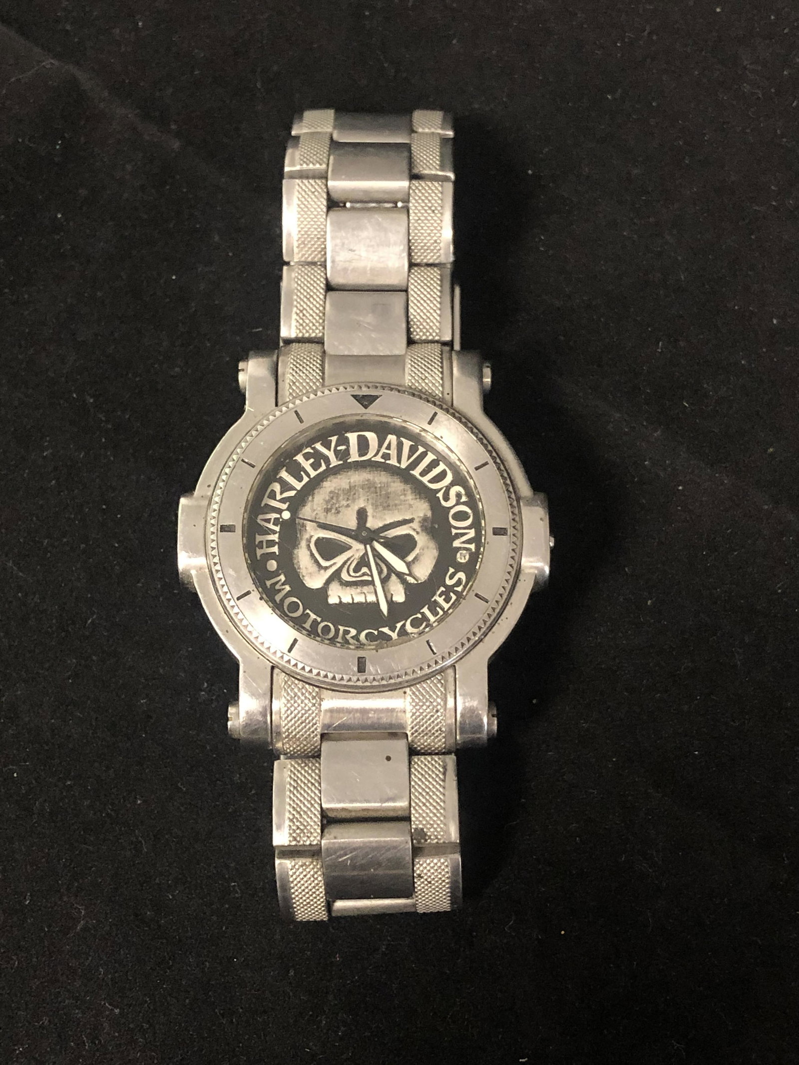 Harley Davidson Bulova Willie G Watch: Harley Davidson Bulova Willie G Watch - All Steel, Quartz Movement, #76A11, Missing Knob