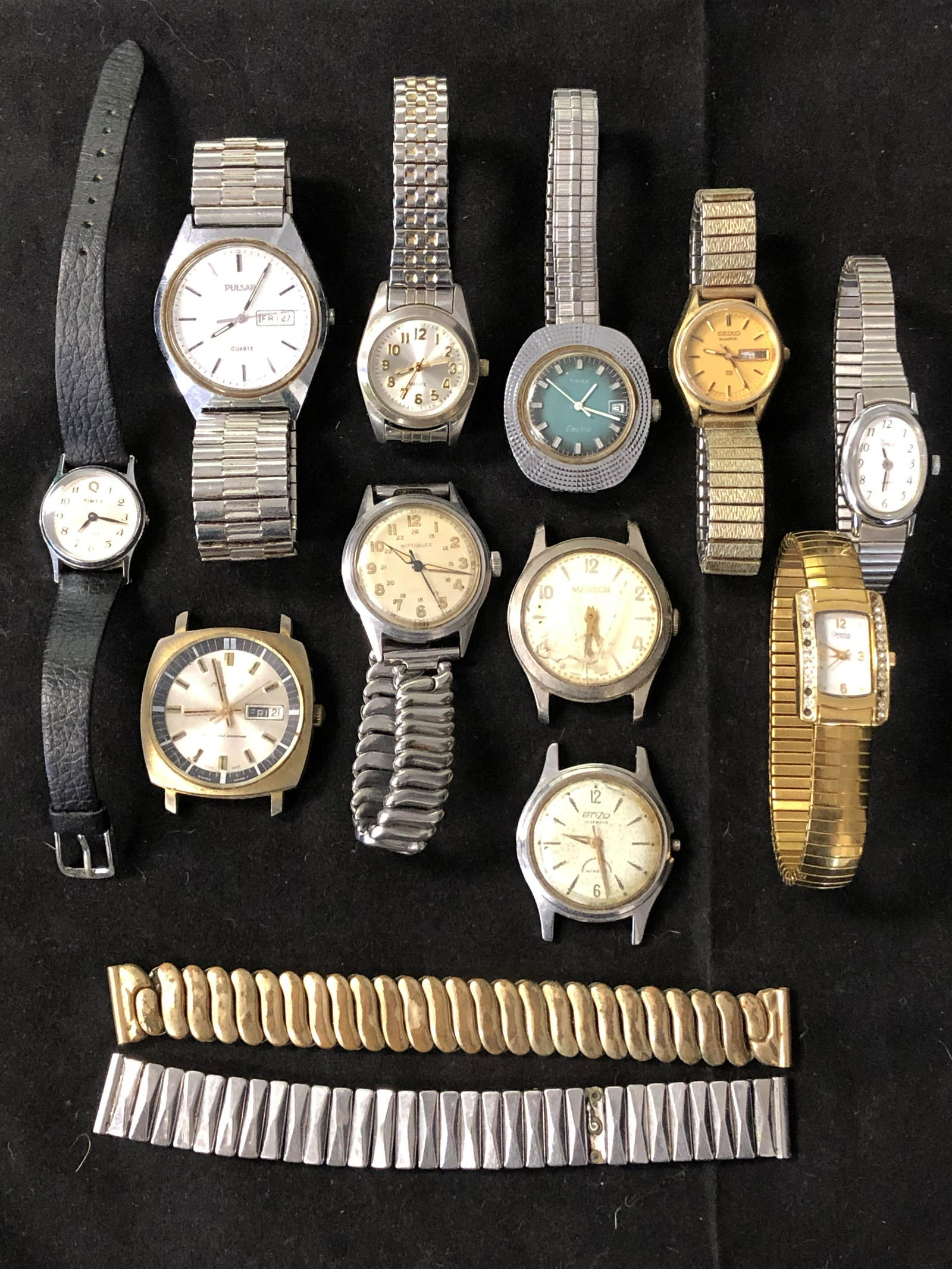 Asst Vintage Watches,Seiko,Wittnauer,Timex, More: Asst Vintage Watches,Seiko,Wittnauer,Timex, More - Pulsar, Manson, (2)Bands & More