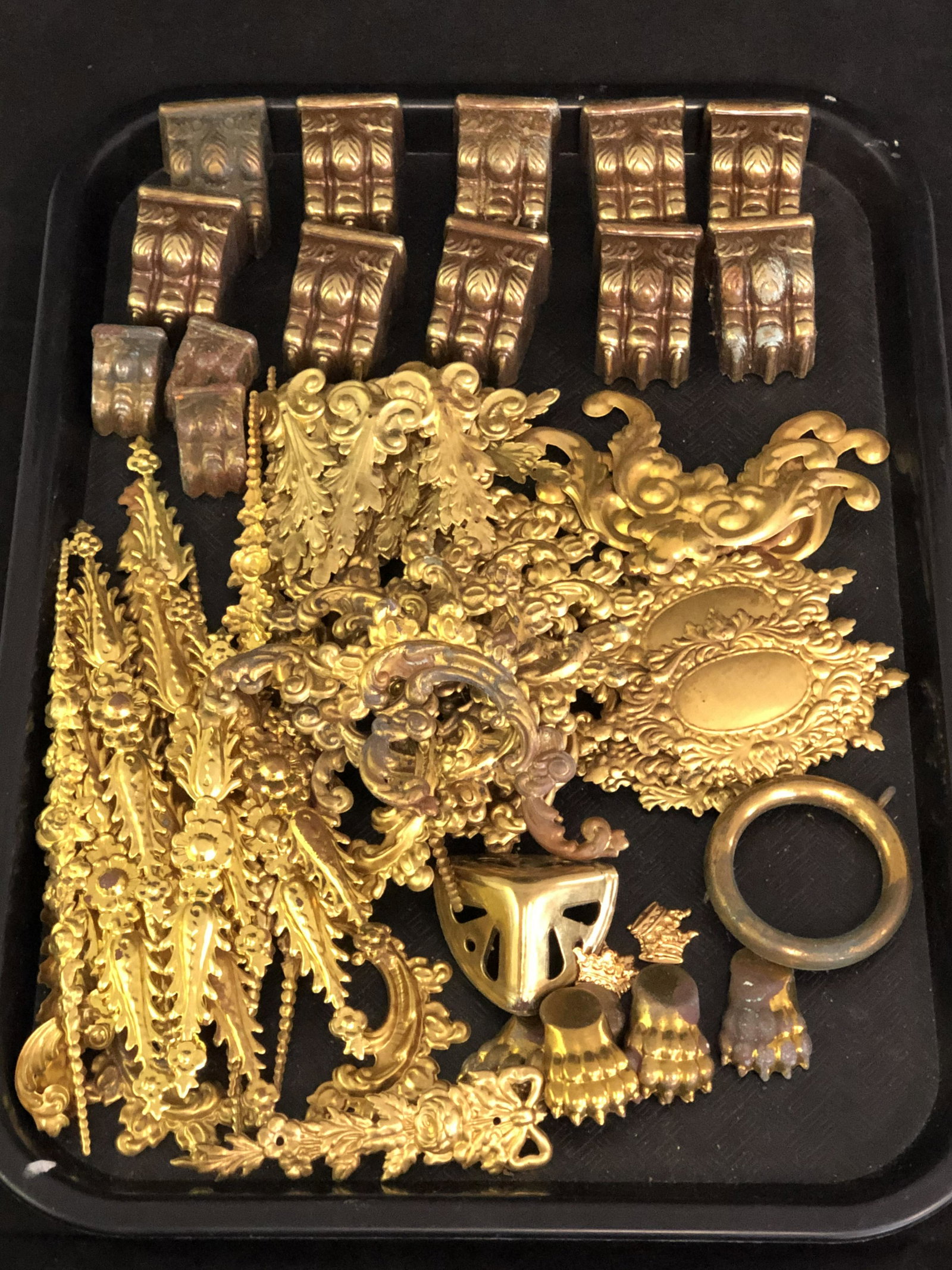 Brass/Metal Ormolu Furniture/Art Accents - Claw Feet,: Brass/Metal Ormolu Furniture/Art Accents - Claw Feet, Ribbons, Roses & More