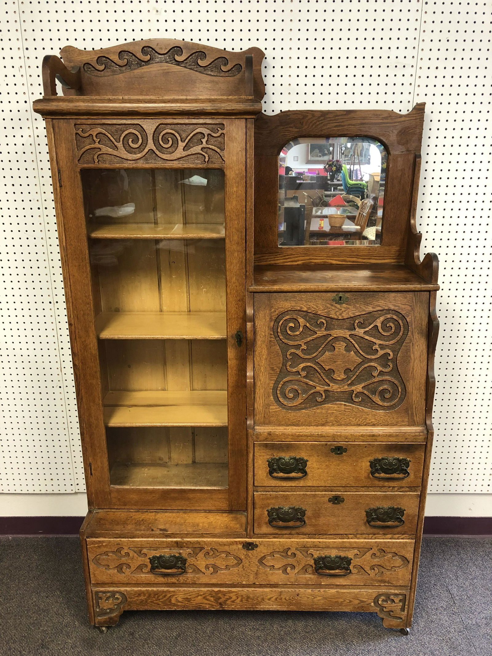 Antique Side by Side Drop Front Secretary (1 of 7)