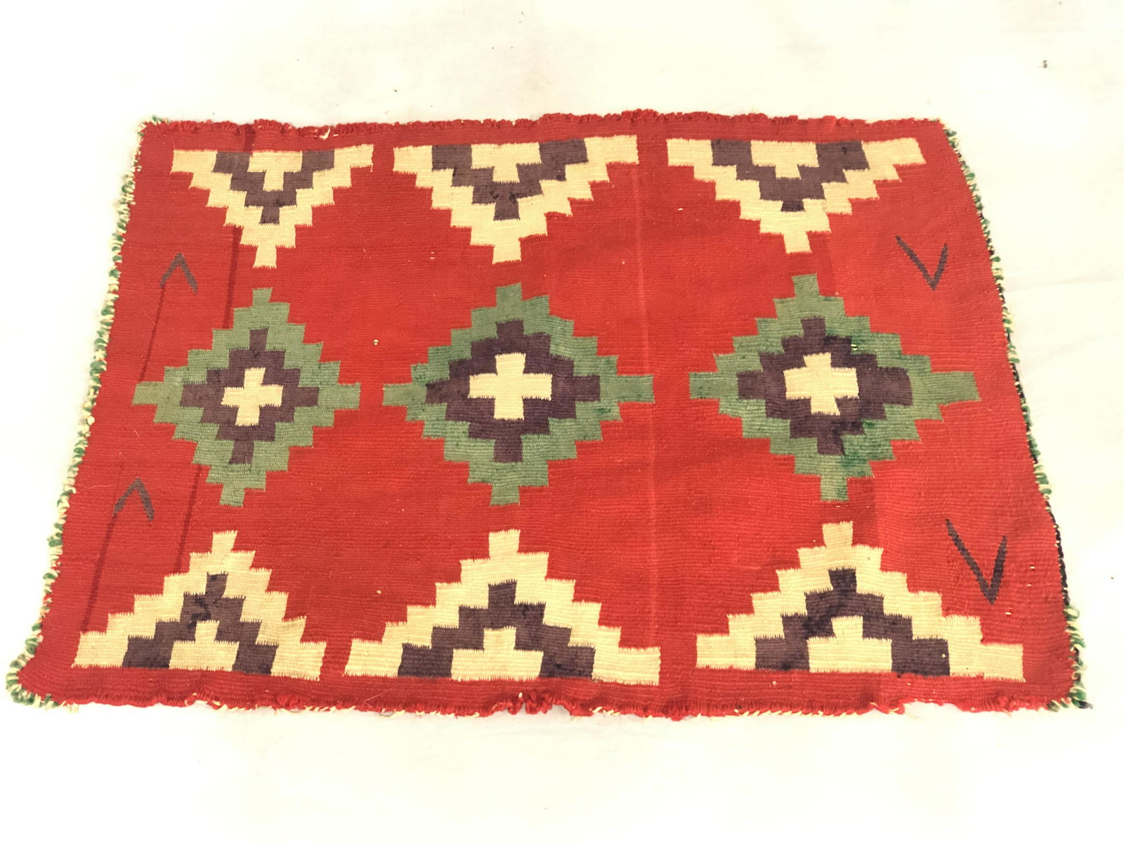 Atq Native American Navajo Germantown Weave - Ca.1900 (1 of 3)