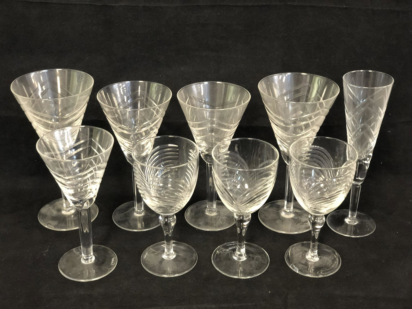 (9)Cartier Crystal Stemware, Asst Sizes: (9)Cartier Crystal Stemware, Asst Sizes