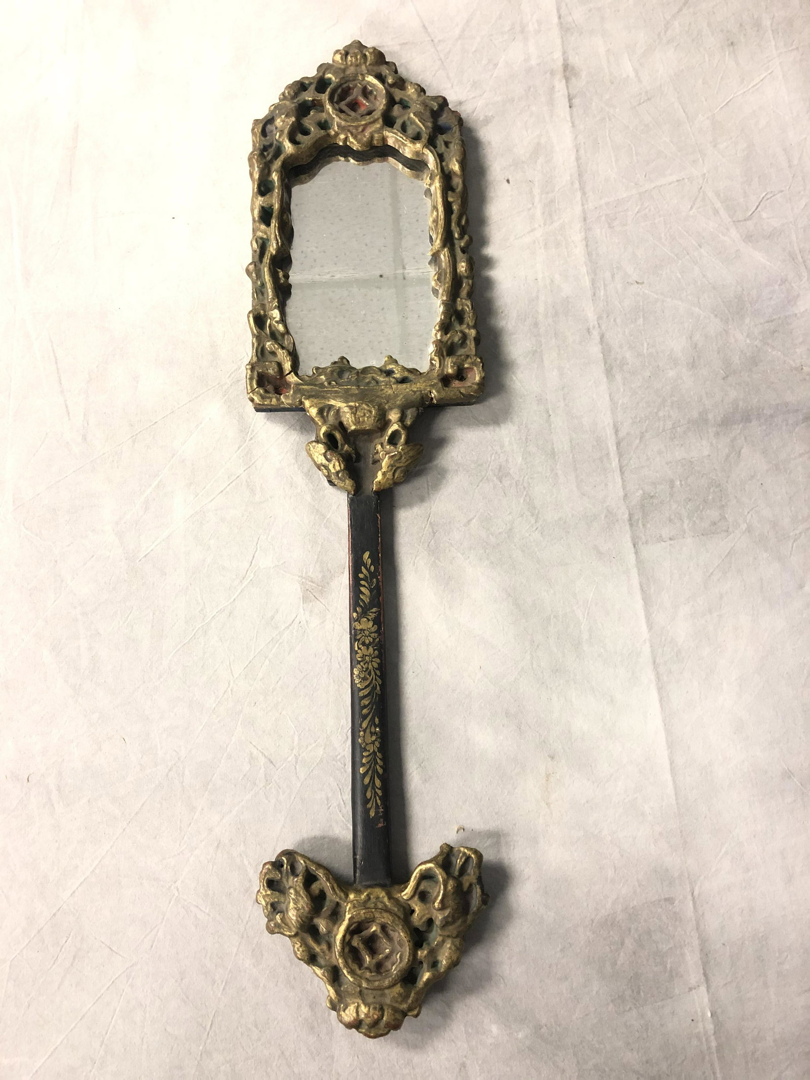 Renaissance/ Medieval Wood Hand Mirror - HandCarved,: Renaissance/ Medieval Wood Hand Mirror - HandCarved, 24.5'' x 6''