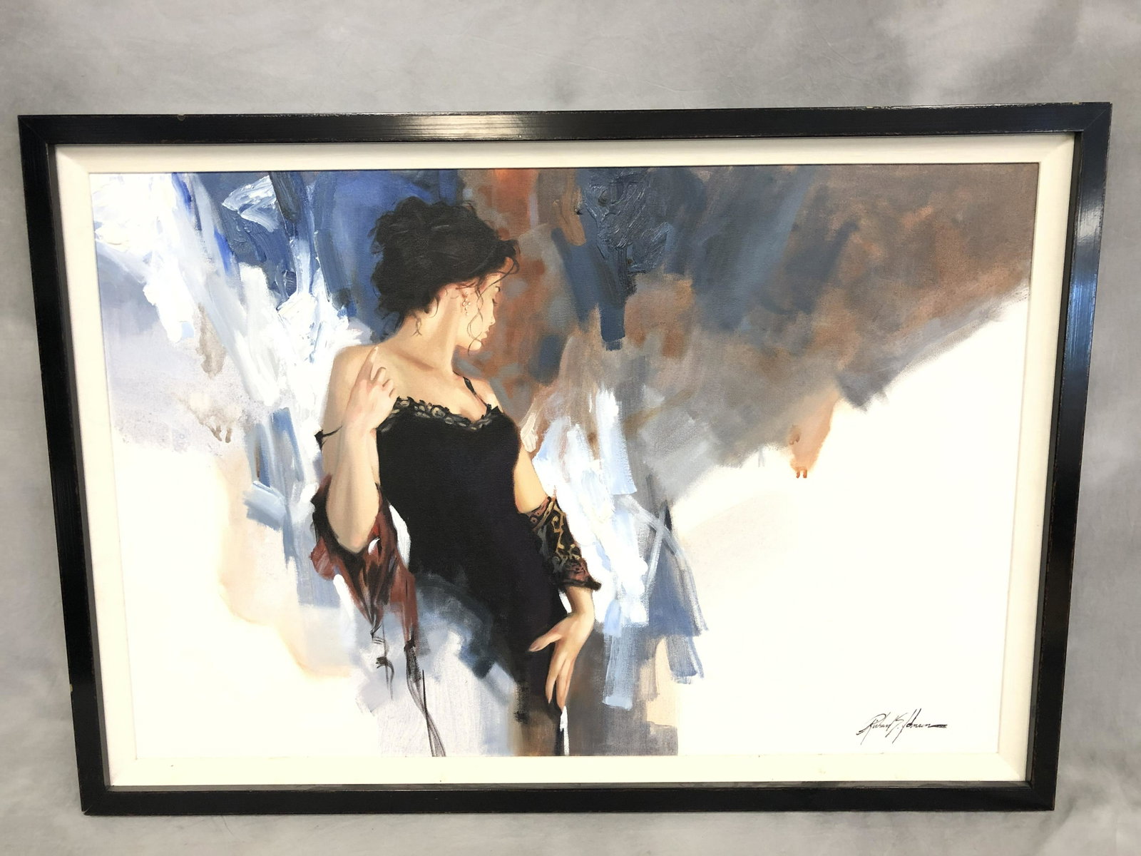 Listed Artist Richard Johnson, Oil on Canvas - Figural: Listed Artist Richard Johnson, Oil on Canvas - Figural Romantic & Abstract on Canvas, Framed 39.5'' x 27.5'' & Sight 36'' x 23.5''
