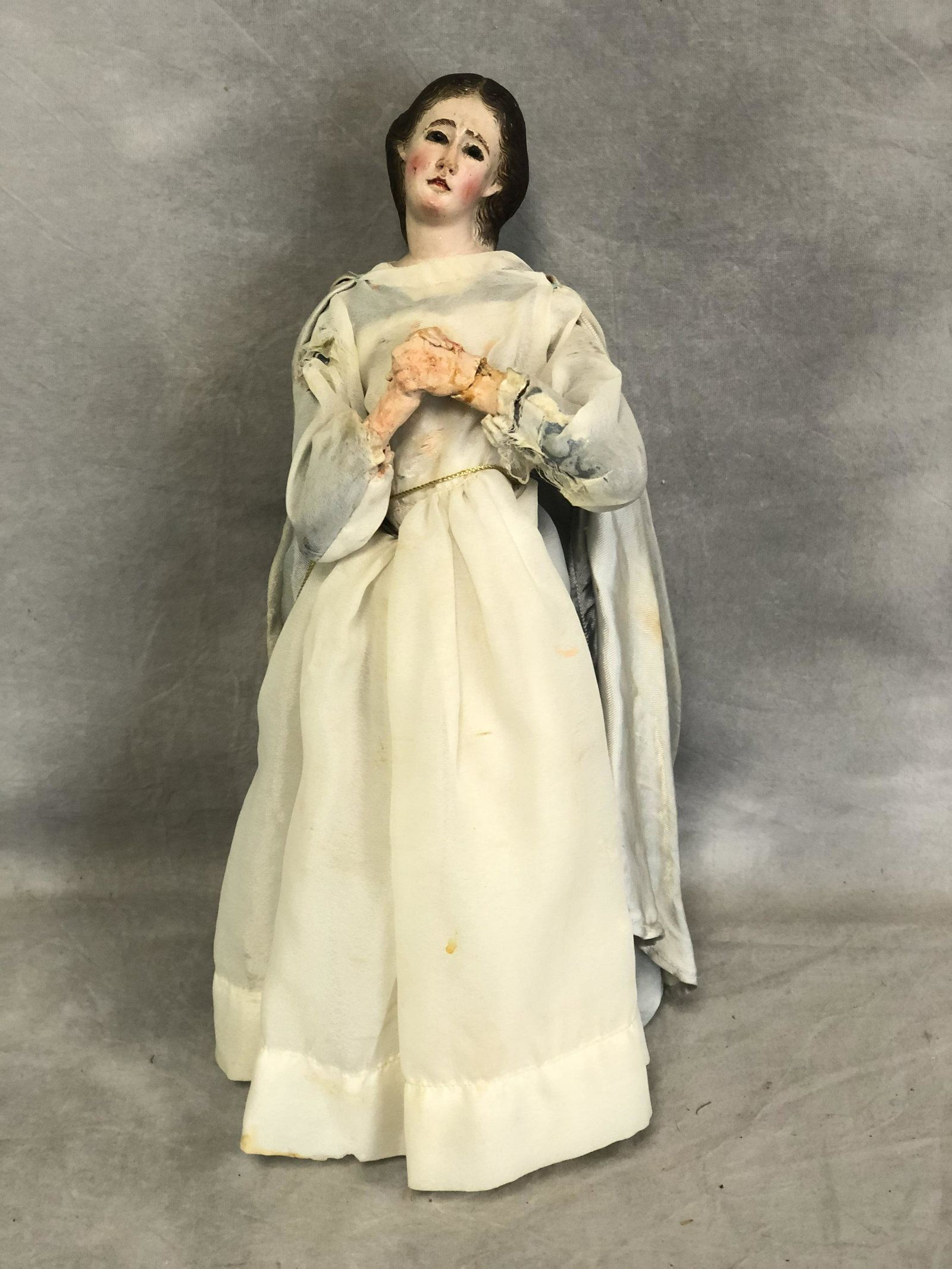 Atq,HandCarved Santos Santa Maria de Purisma - 15'': Atq,HandCarved Santos Santa Maria de Purisma - 15'' Tall, Original Paint, Damage to Hands - Inspect -