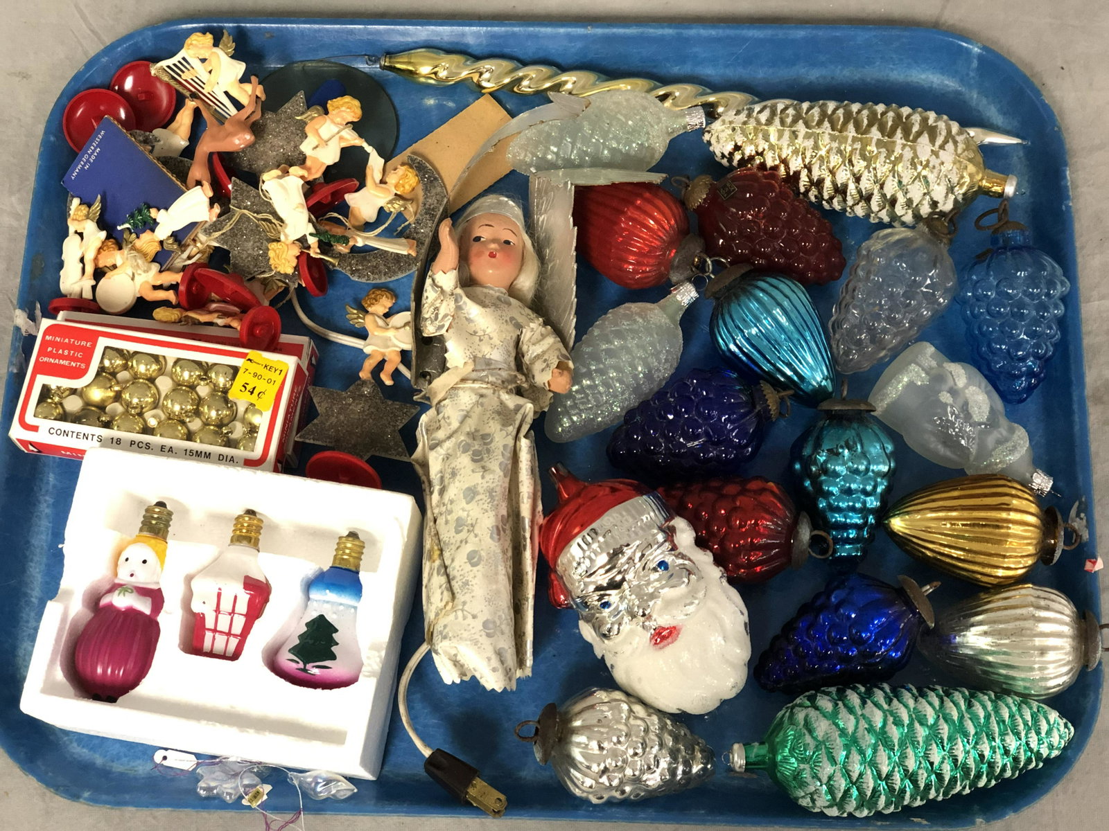 Asst Vintage Christmas Ornaments - Angel Top, Cherubs,: Asst Vintage Christmas Ornaments - Angel Top, Cherubs, More