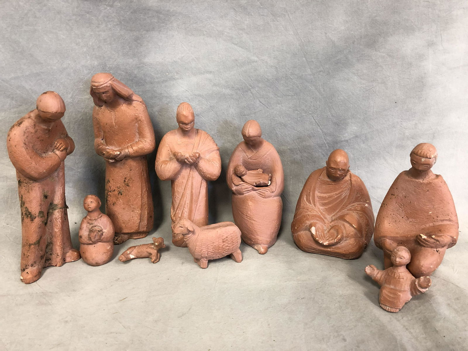 Vintage 11pc Set 'The Grail' Nativity Set - Various: Vintage 11pc Set 'The Grail' Nativity Set - Various Sizes - inspect -