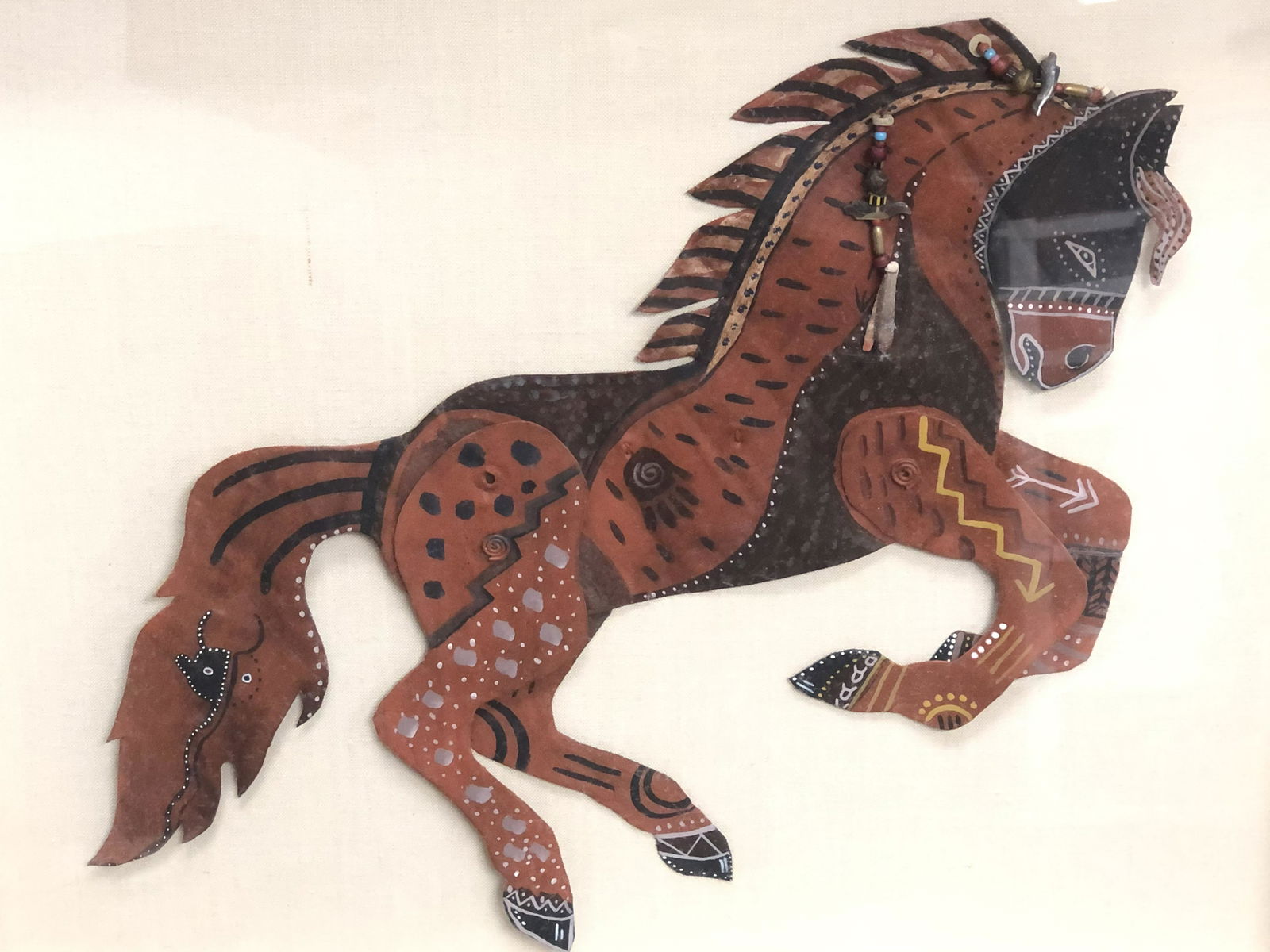 Metal Horse Art Painted w/ Beads, Shadow Box - Native (1 of 4)