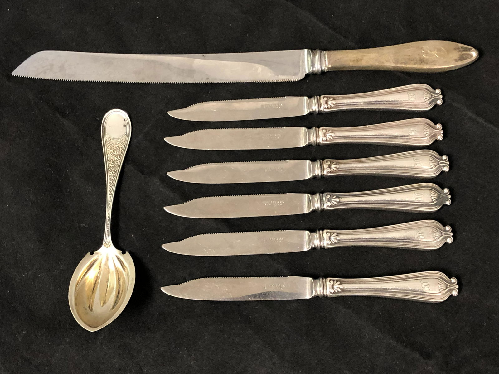 Tiffany & Co. Knives, Atq Sterling Spoon, Knife - (1 of 7)